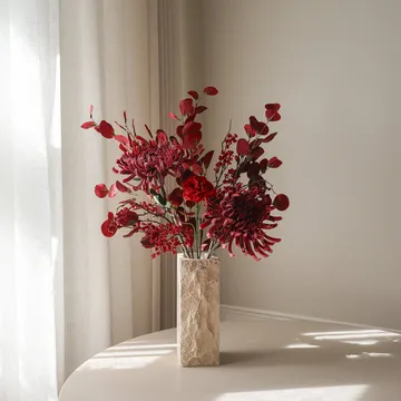 Berry drama kunstig buket - Spindel-krysantemum, nellike, eukalyptus, 84 cm - Botané