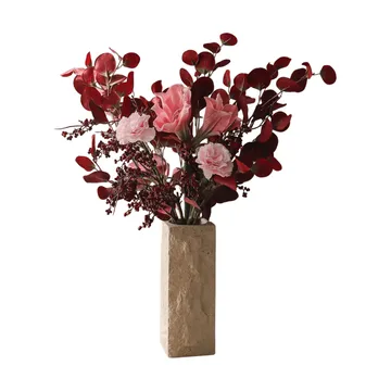 Burgundy blush kunstig buket - Amaryllis, nellike, bærgrene, eukalyptus, 84 cm - Botané