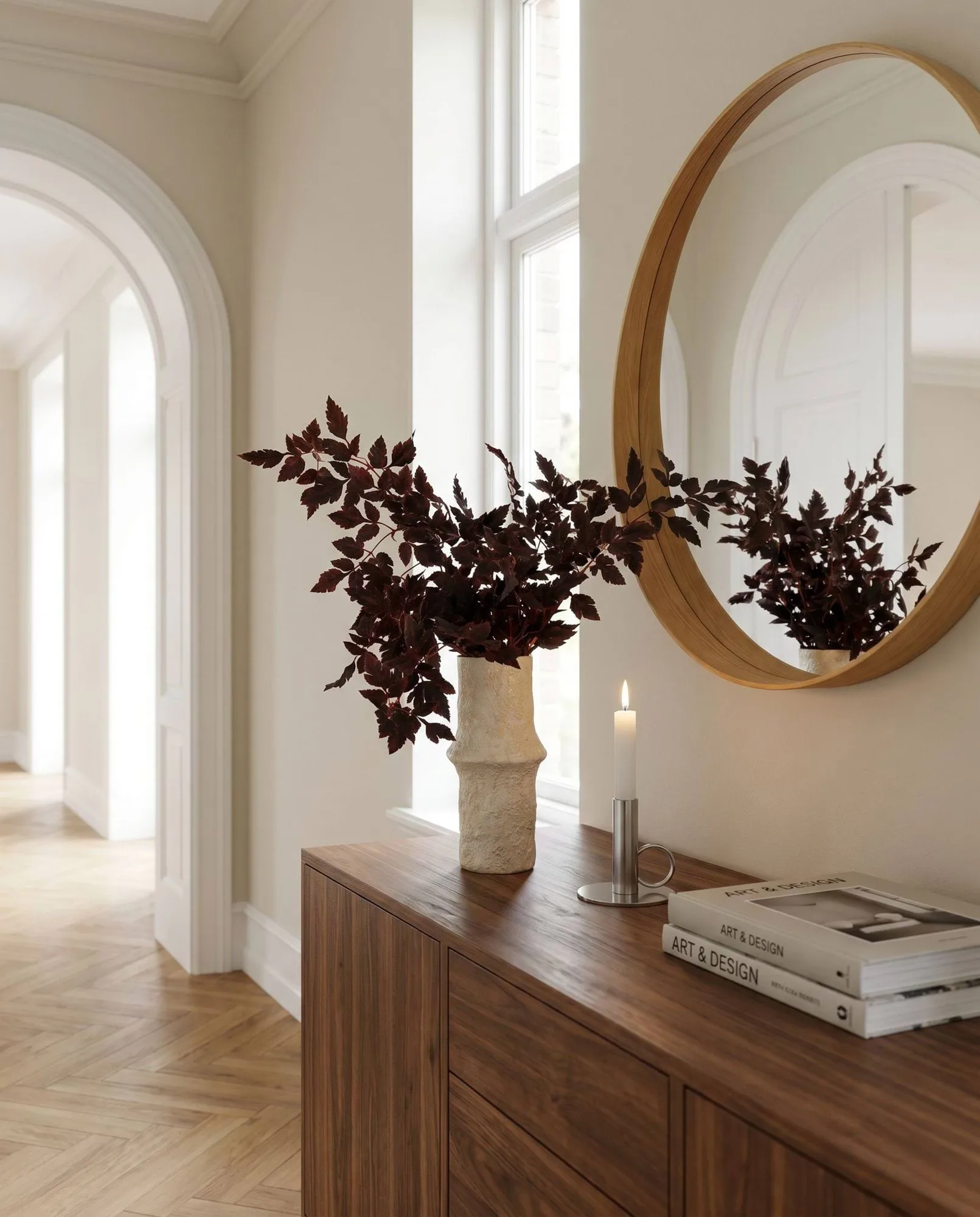 Burgundy Plum Leaves kunstig buket, Red, 85 cm, 1 stk. Botané