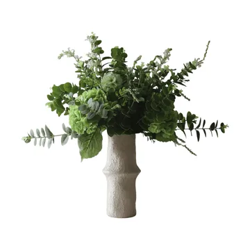 Deep Green kunstig buket - Hortensia-vildblomster-eukalyptus-væddkvist 15 stk - Botané