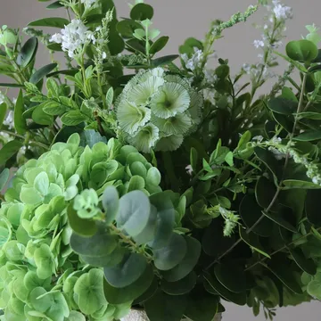 Deep Green kunstig buket - Hortensia-vildblomster-eukalyptus-væddkvist 15 stk - Botané
