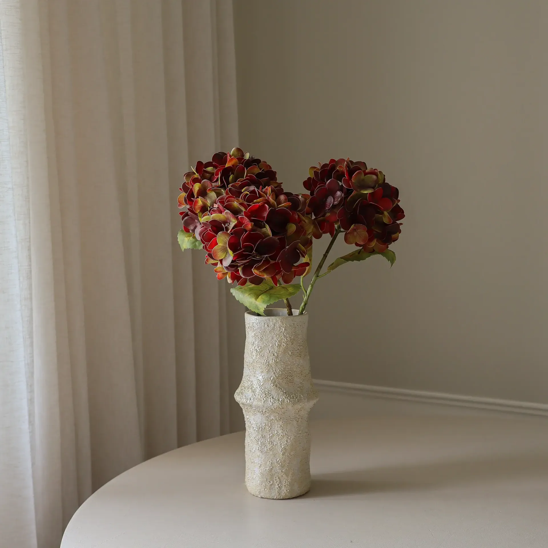 Hortensia kunstig blomst, Deep burgundy, 60 cm, 1 stk Botané