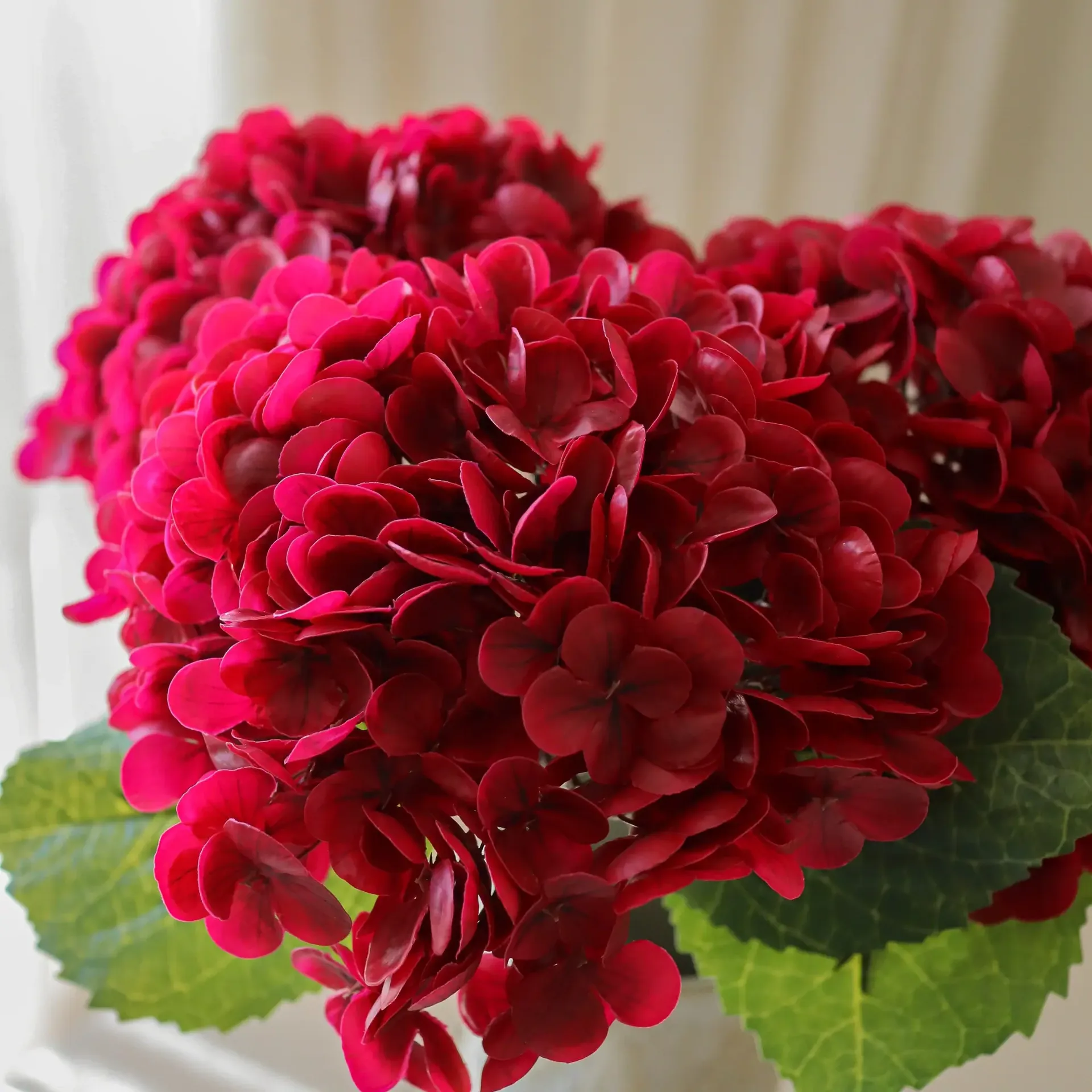 Hortensia kunstig blomst, Rød, 51 cm, 1 stk. Botané