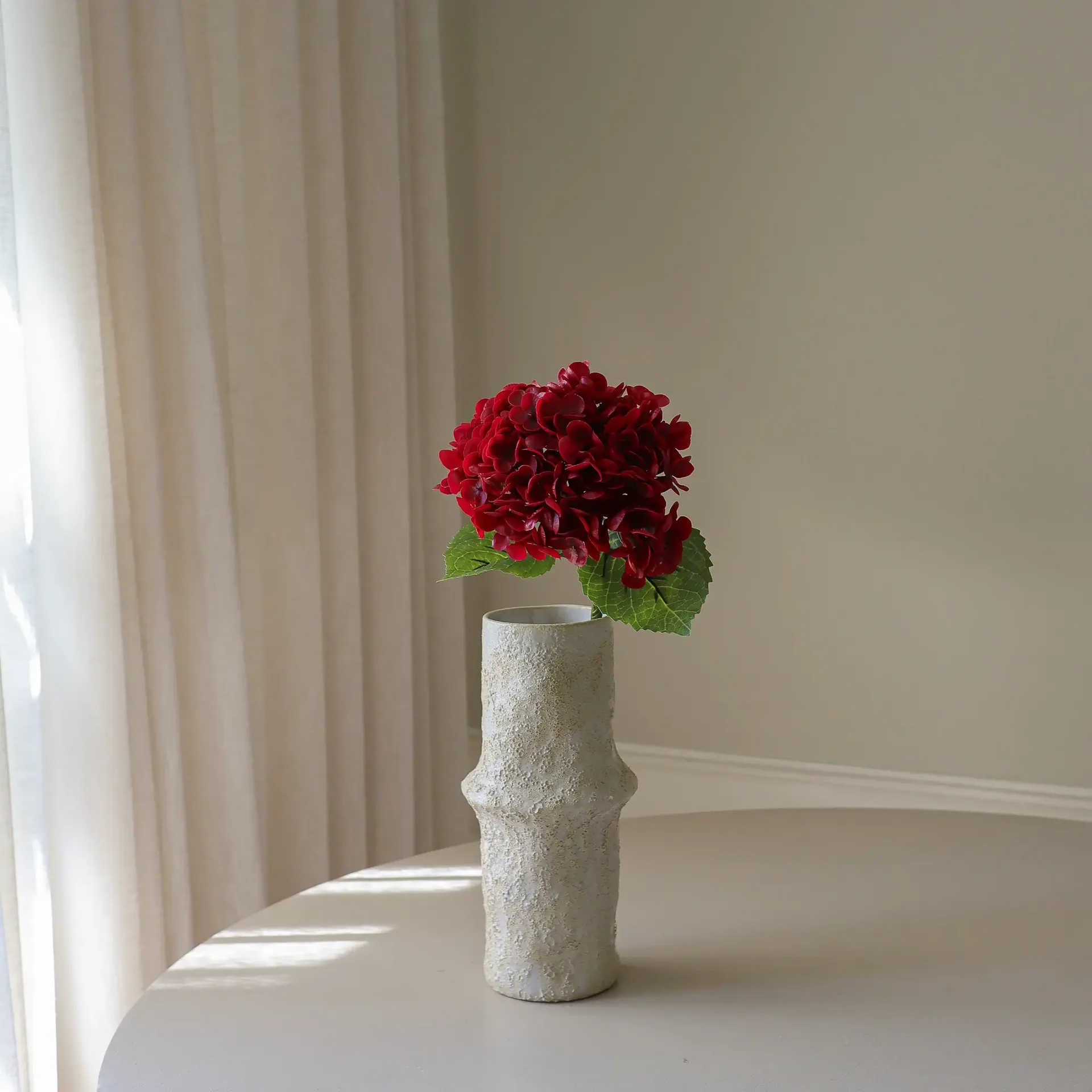 Hortensia kunstig blomst, Rød, 51 cm, 1 stk. Botané