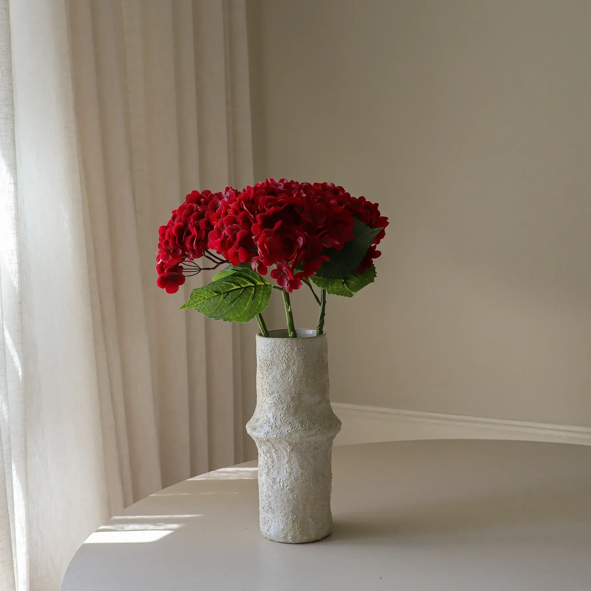 Hortensia kunstig blomst, Rød, 51 cm, 1 stk. Botané