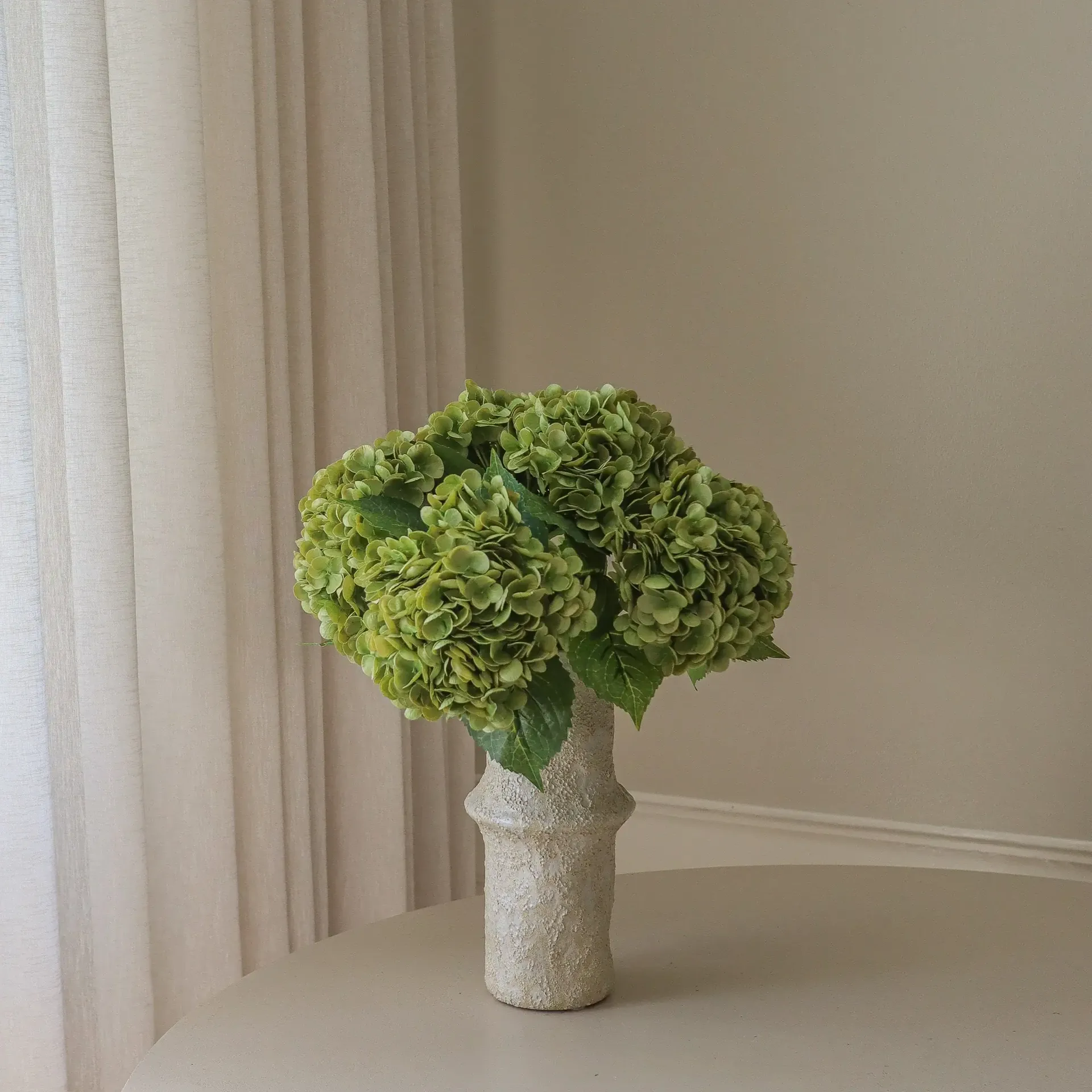 Hortensia kunstig buket, Mosgrøn, 51 cm, 6 stk. Botané