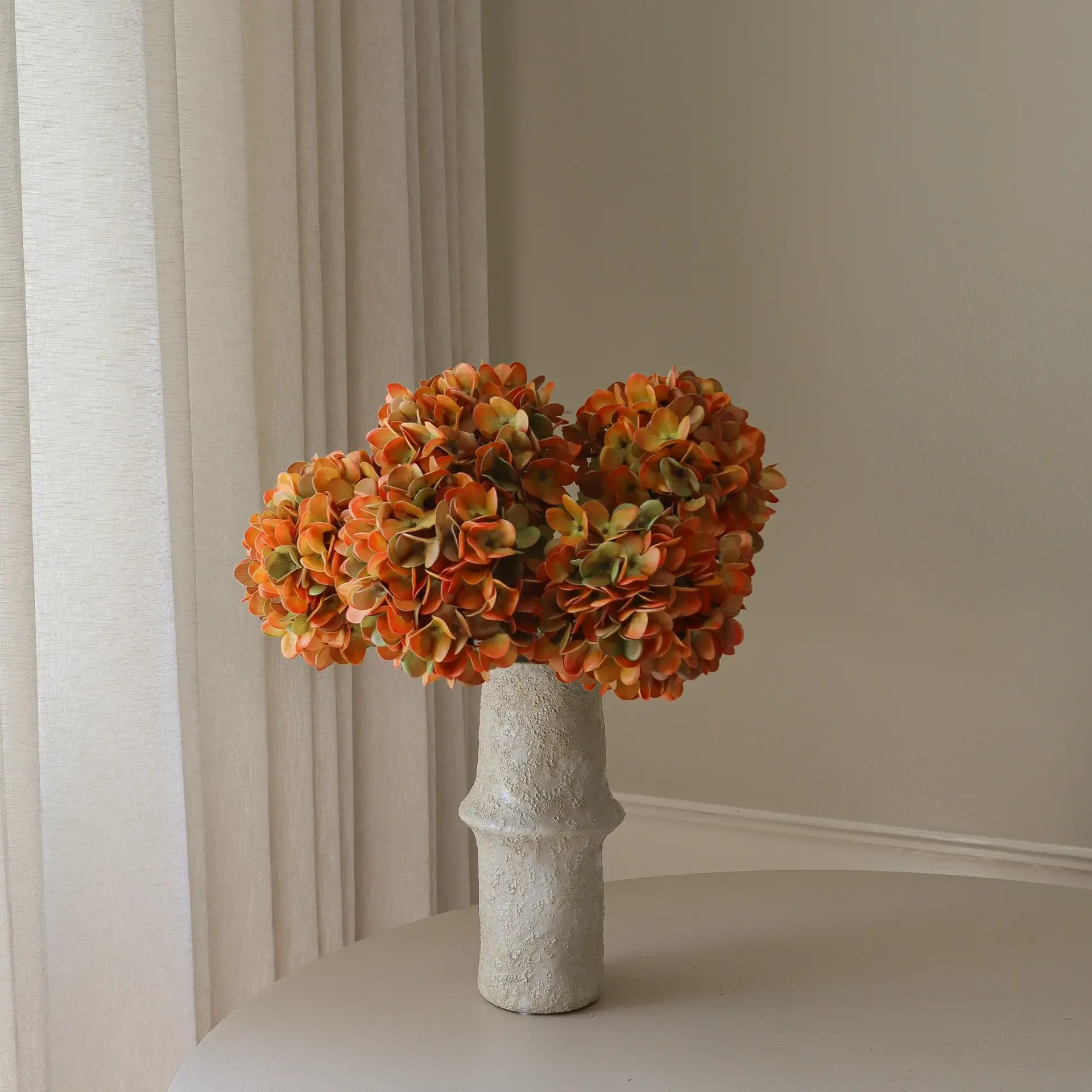 Hortensia kunstig buket, Orange, 60 cm, 6 stk. Botané