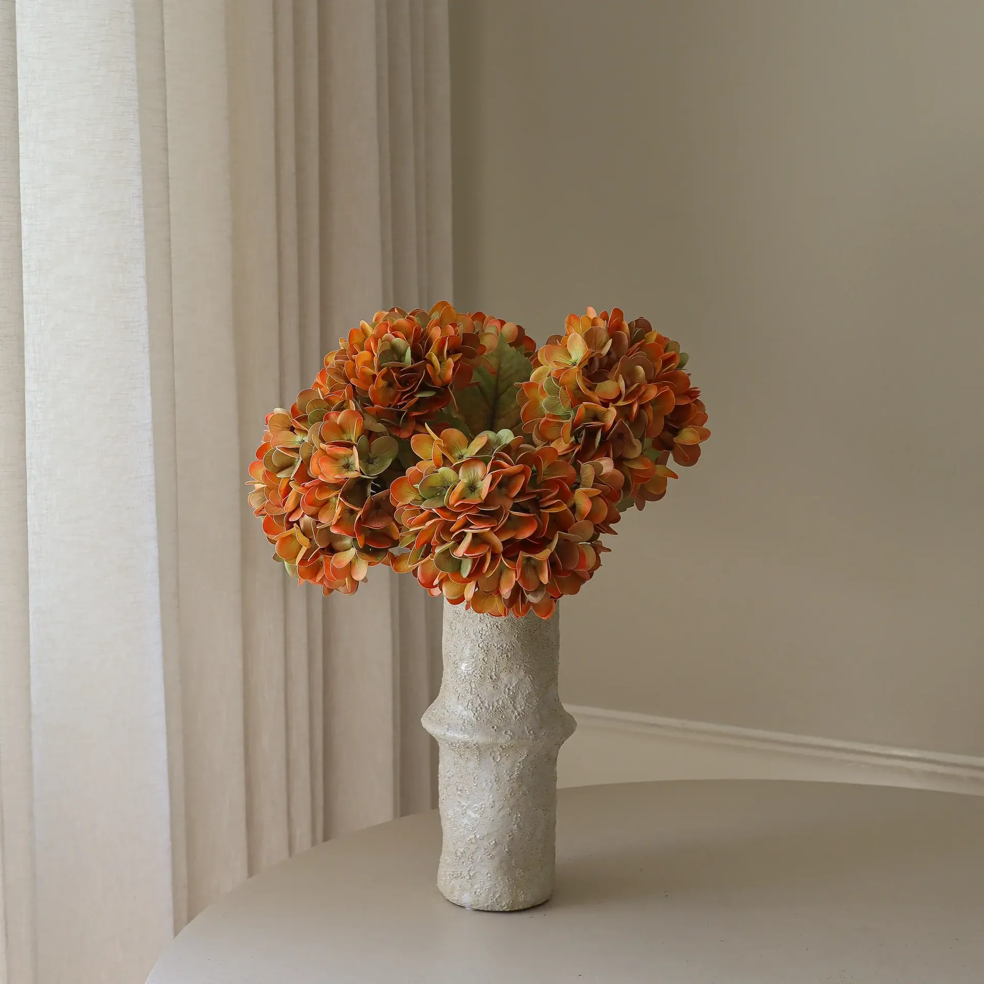 Hortensia kunstig buket, Orange, 60 cm, 6 stk. Botané