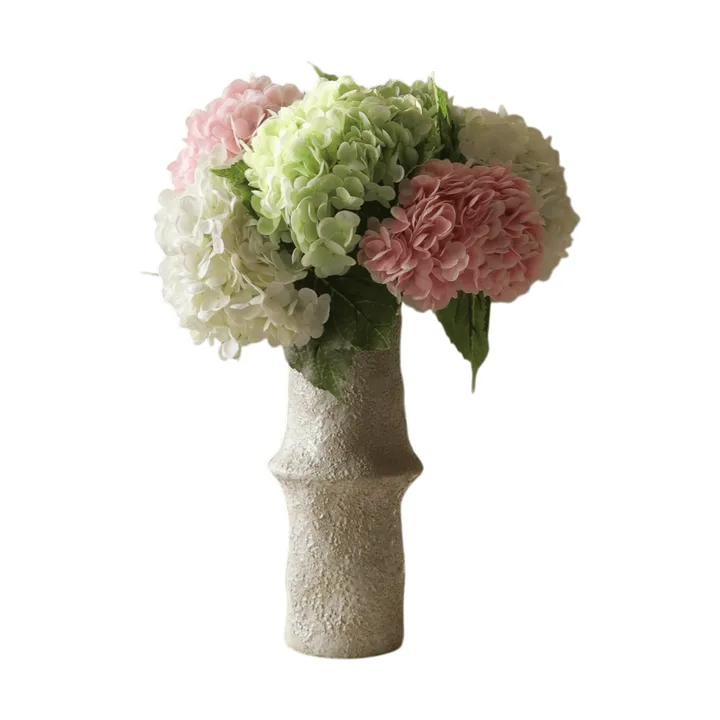 Hortensia kunstig buket - Rosa-hvid-grøn, 7 stk - Botané