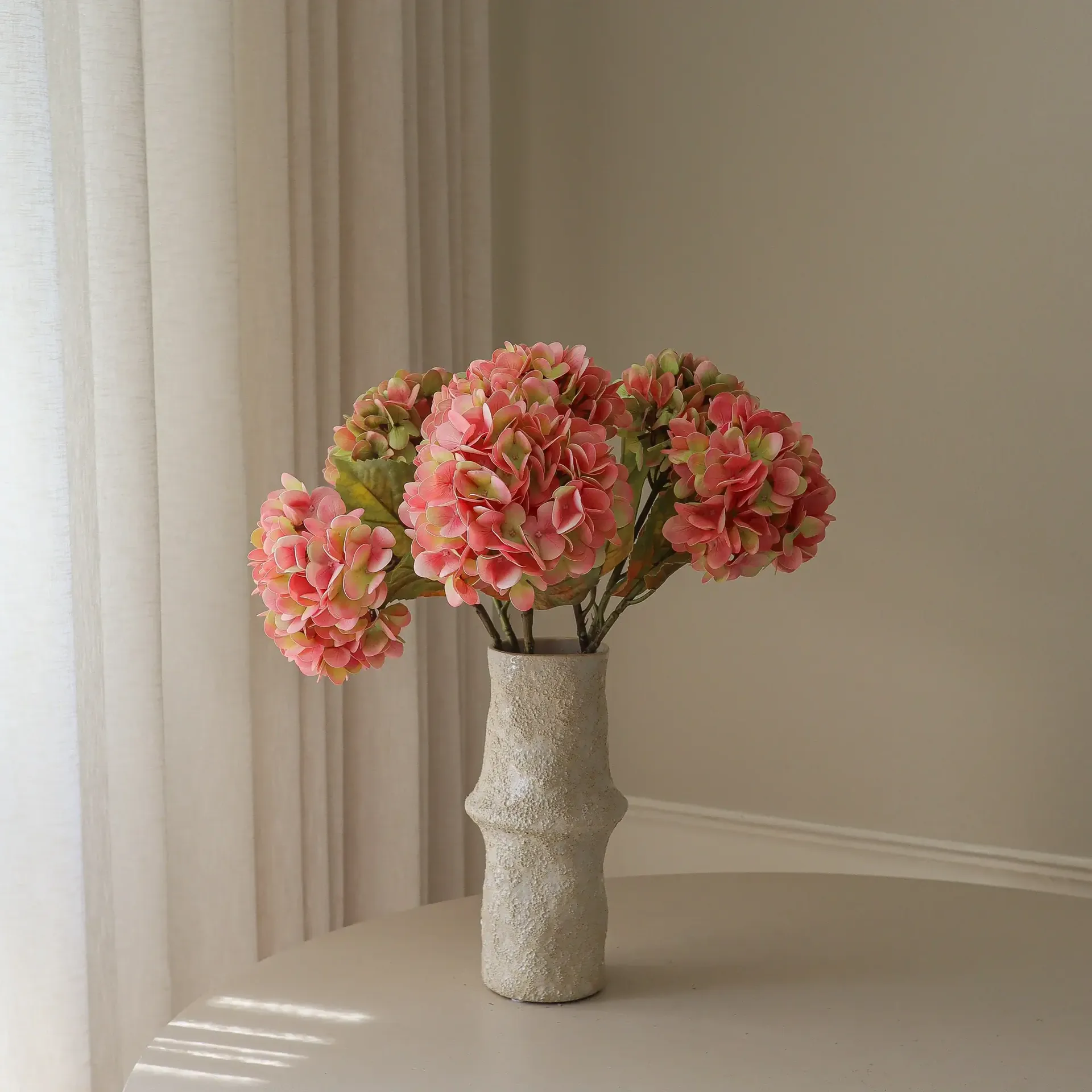 Hortensia kunstig buket, Soft pink, 60 cm, 5 stk. Botané