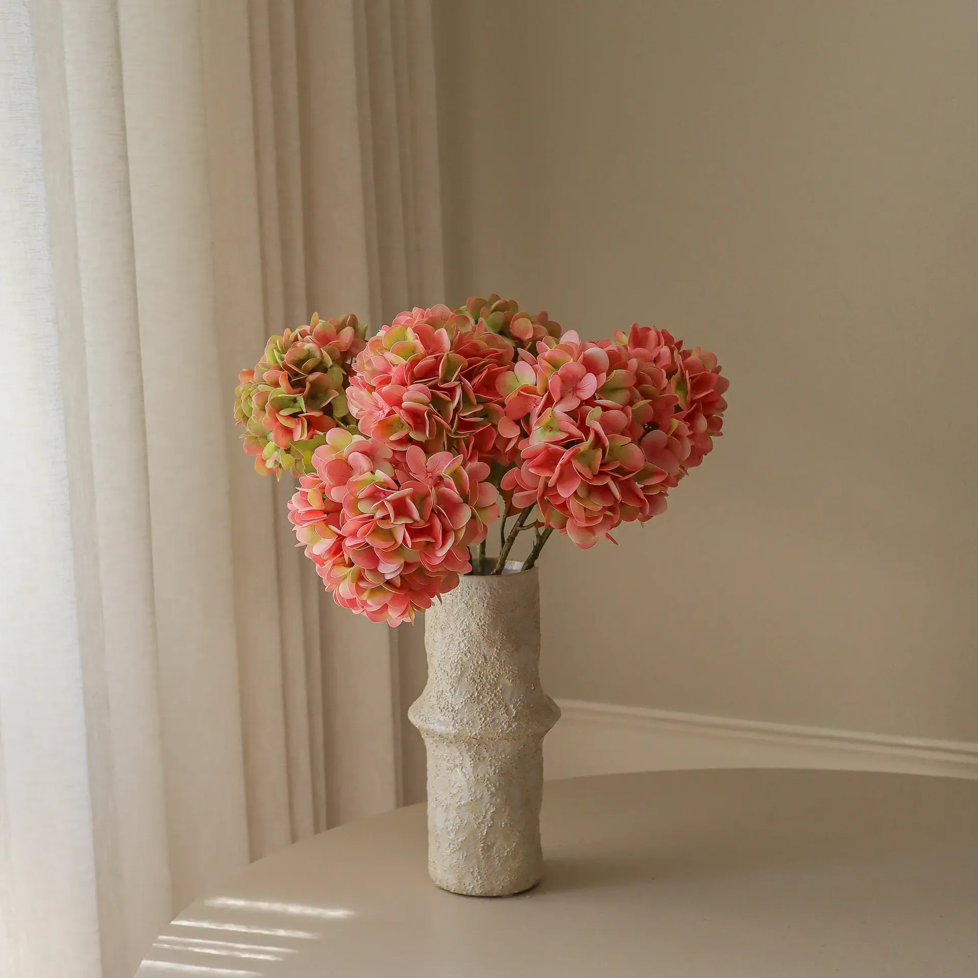 Hortensia kunstig buket, Soft pink, 60 cm, 5 stk. Botané