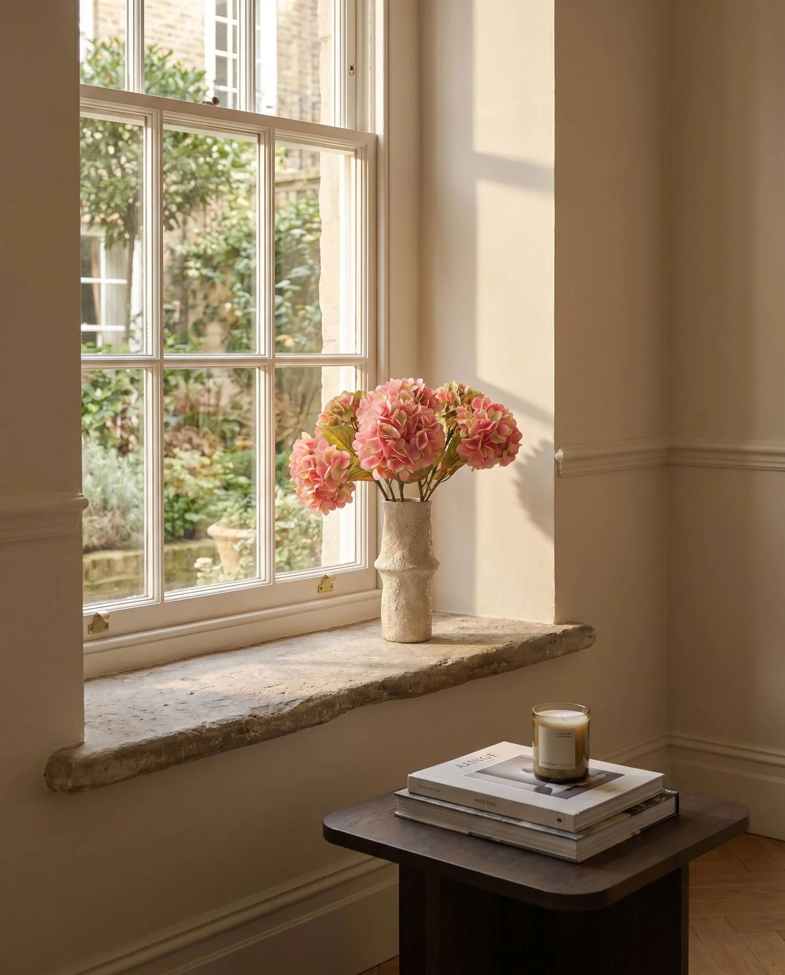 Hortensia kunstig buket, Soft pink, 60 cm, 5 stk. Botané
