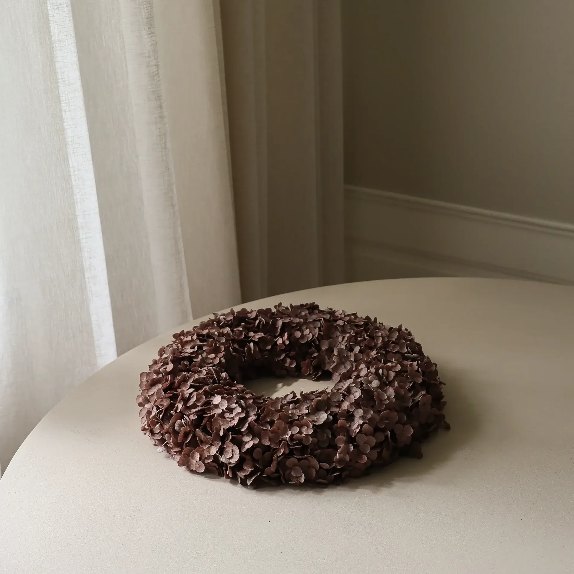 Hortensia Wreath blomsterkrans, Brown, 40 cm Botané