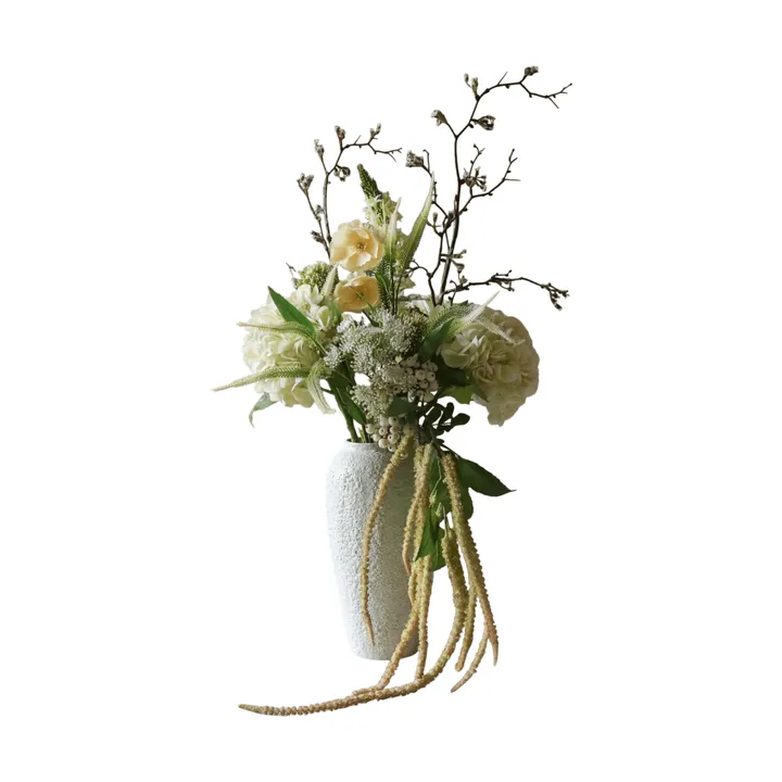 Ivory Cascade kunstig buket - Snebærgren-kirsebærgren-valmue-hortensia 13 stk - Botané