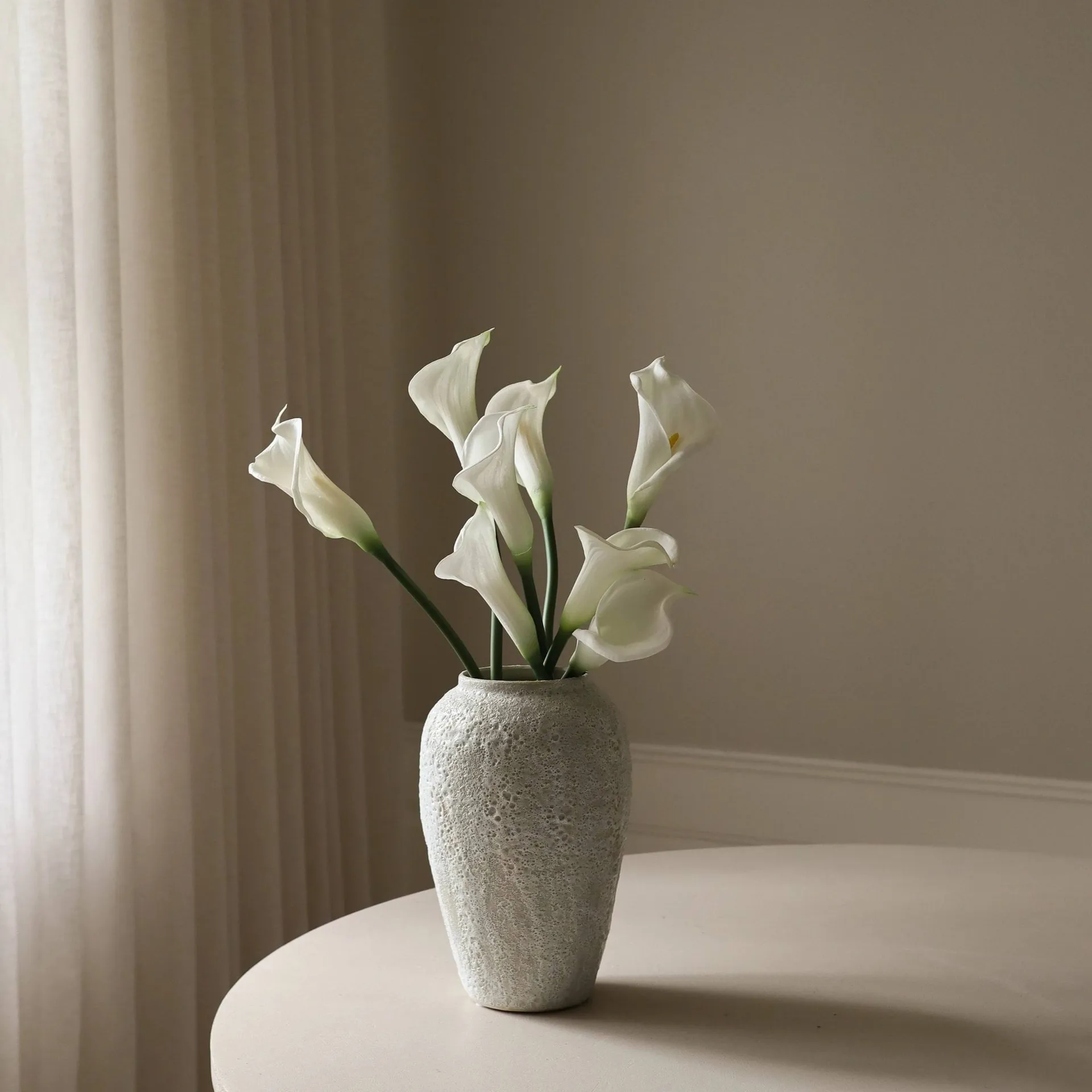 Kalla lilja kunstig buket, Hvid, 65 cm, 8 stk. Botané