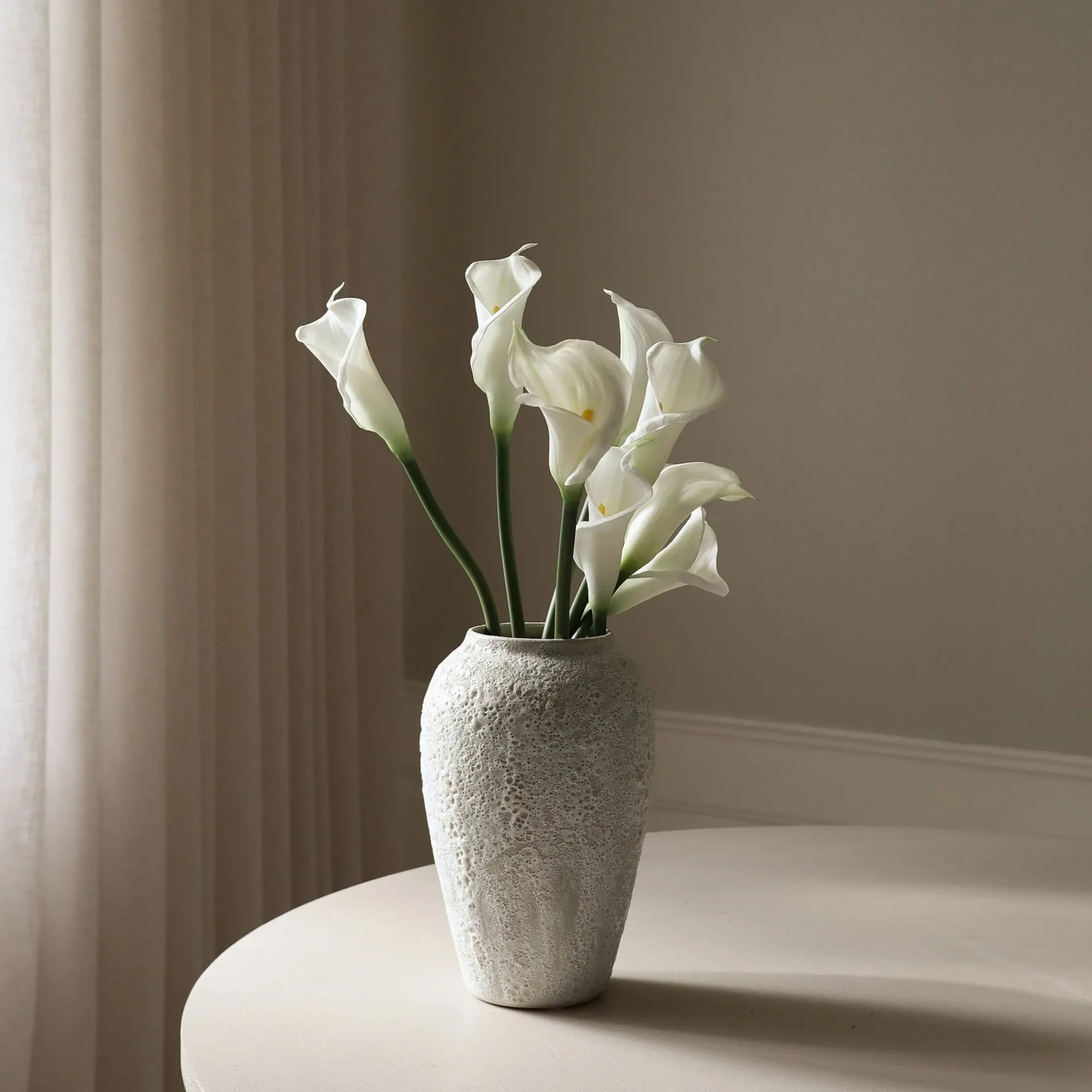 Kalla lilja kunstig buket, Hvid, 65 cm, 8 stk. Botané