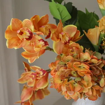 The Orangery kunstig buket - Cymbidiumorkidé-gladiolus-hortensia, 85 cm, 10 stk - Botané