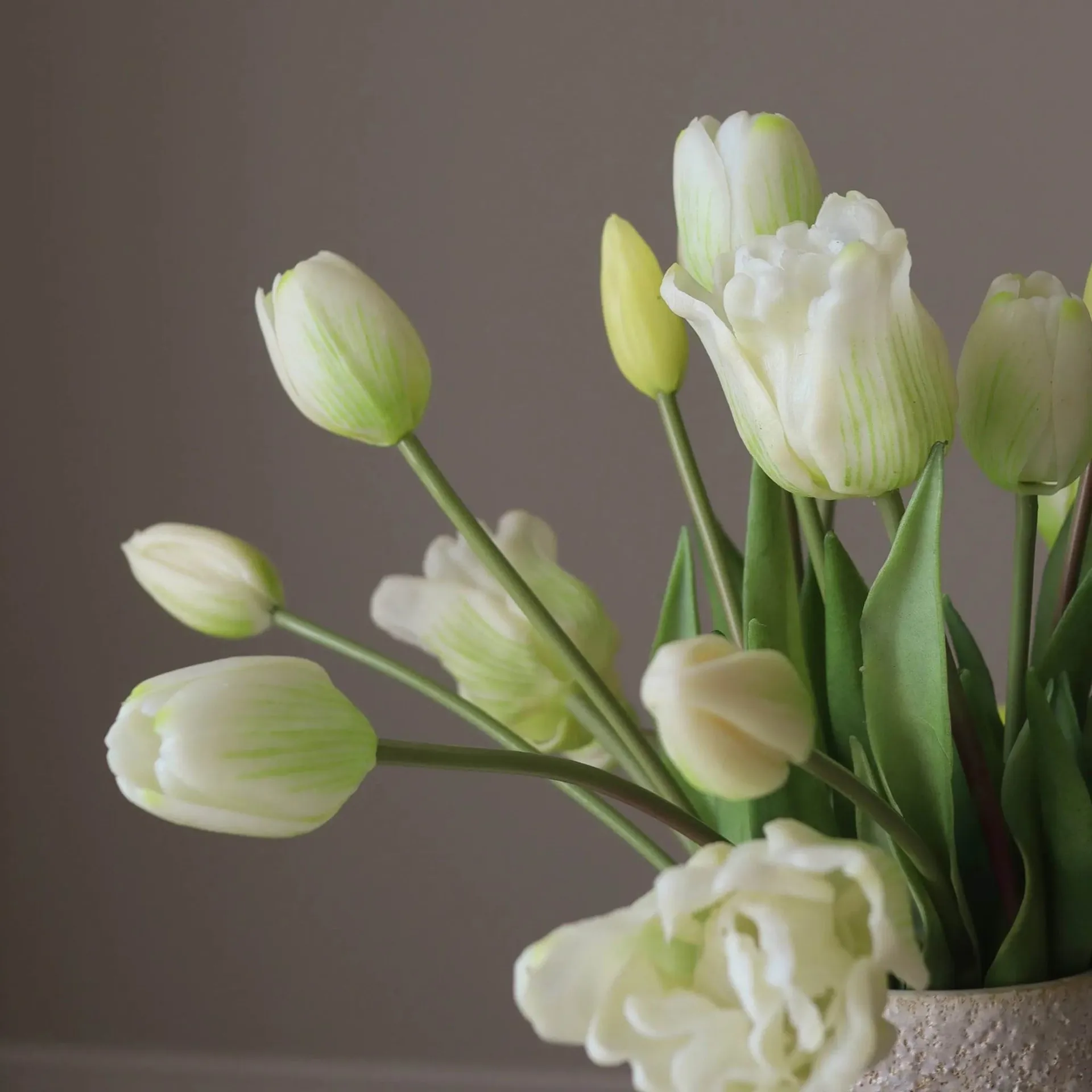Tulipaner mixet kunstig buket, Hvid, 20 stk Botané