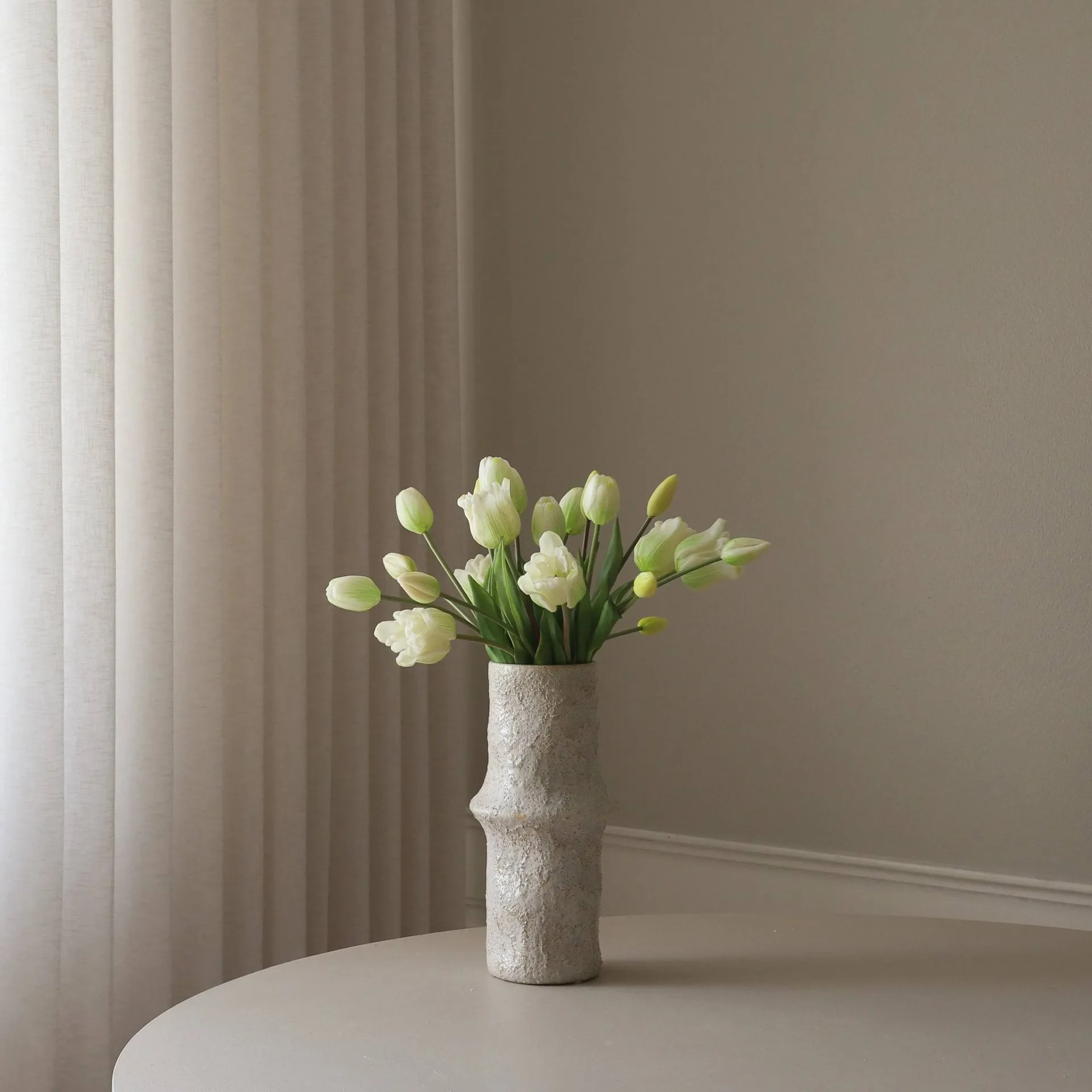 Tulipaner mixet kunstig buket, Hvid, 20 stk Botané