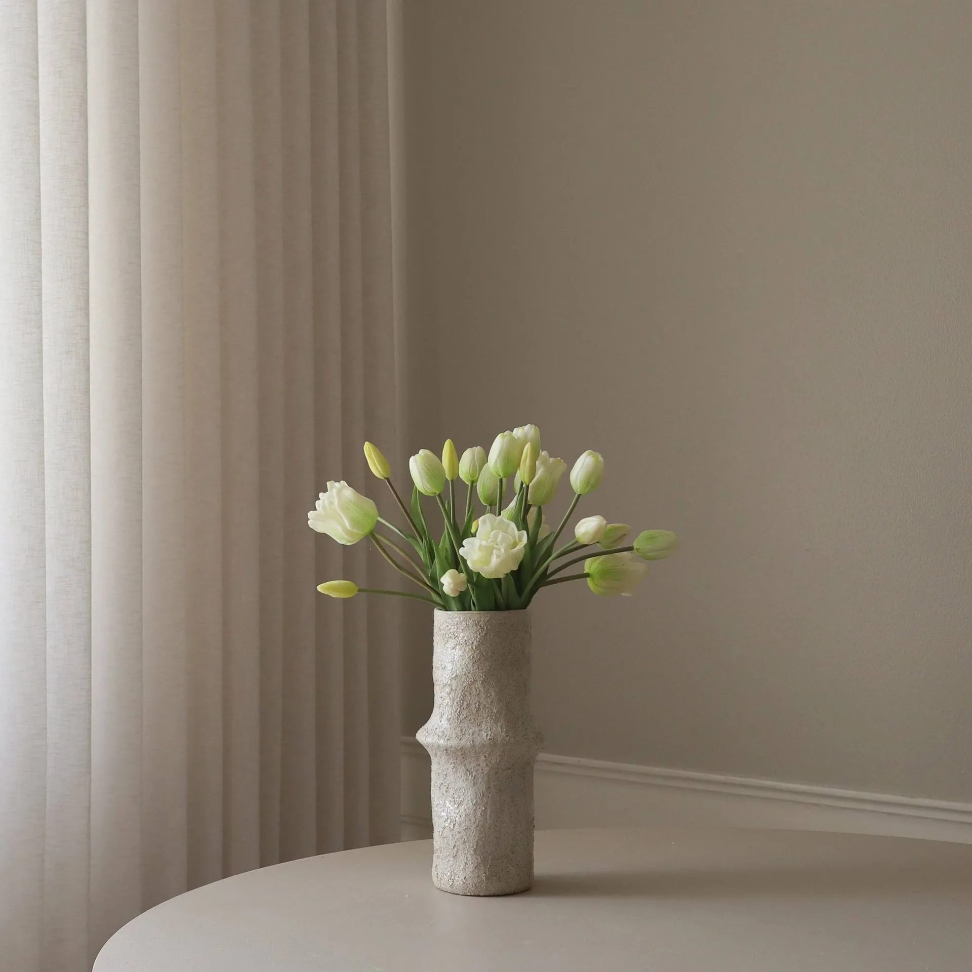 Tulipaner mixet kunstig buket, Hvid, 20 stk Botané