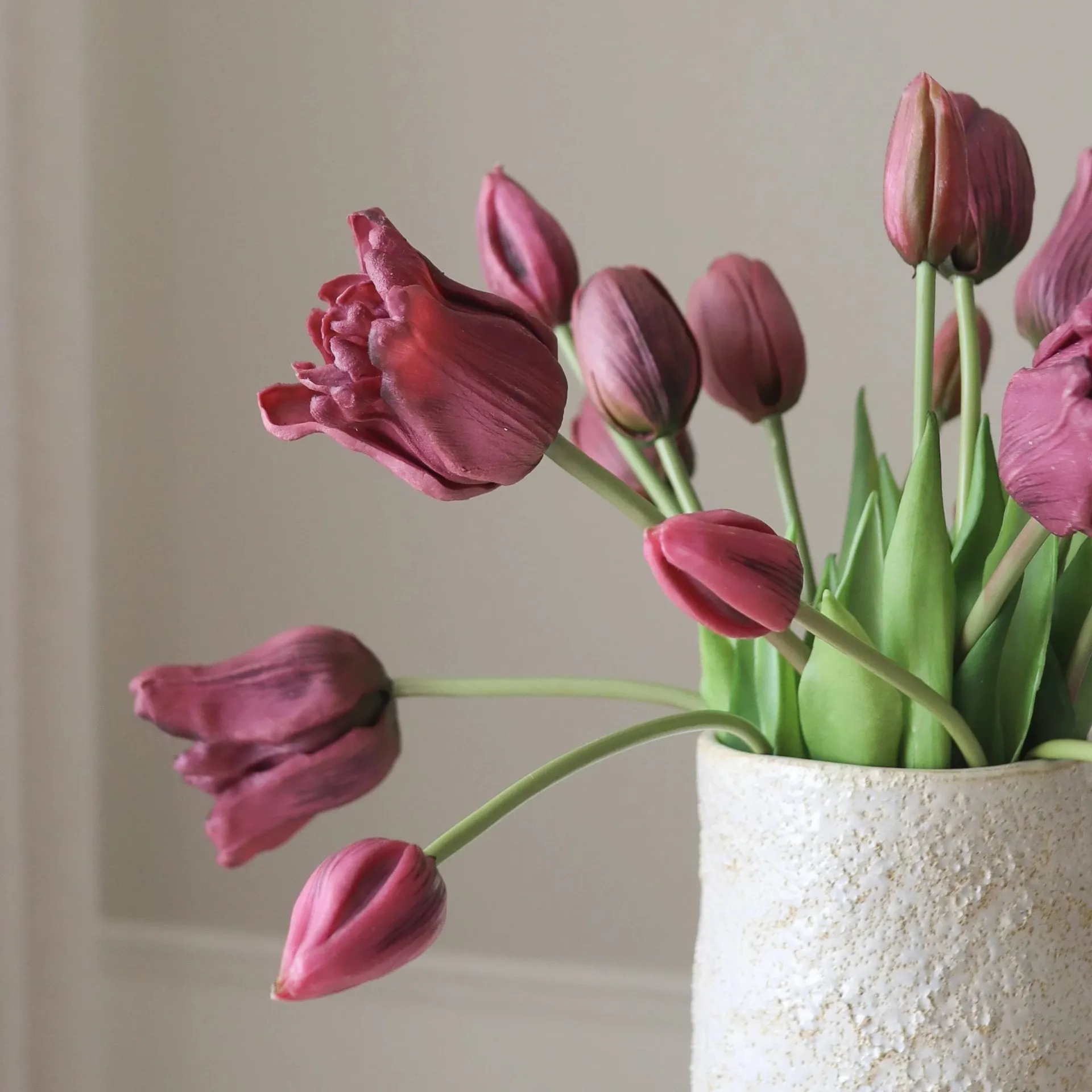 Tulipaner mixet kunstig buket, Lilla, 20 stk Botané