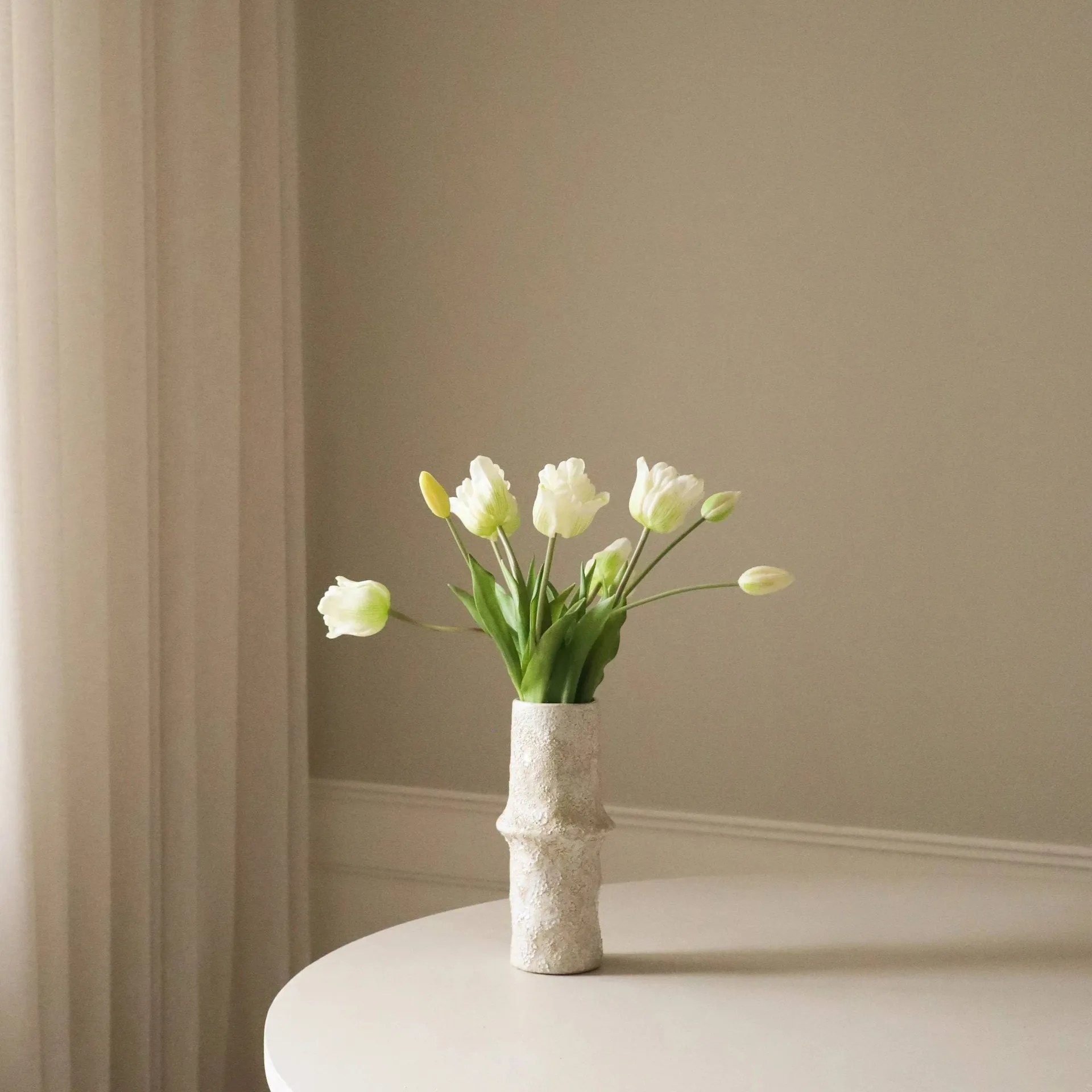 Tulipaner triumph kunstig buket, Hvid, 10 stk Botané