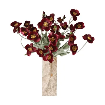 Vallmo kunstig buket - Burgundy, 56 cm, 10 stk - Botané