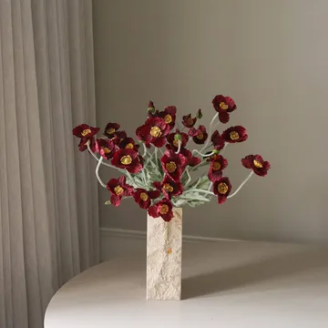 Vallmo kunstig buket - Burgundy, 56 cm, 10 stk - Botané