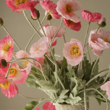 Vallmo kunstig buket - Pink Pursuit, lyserød-rosa, 10 stk - Botané
