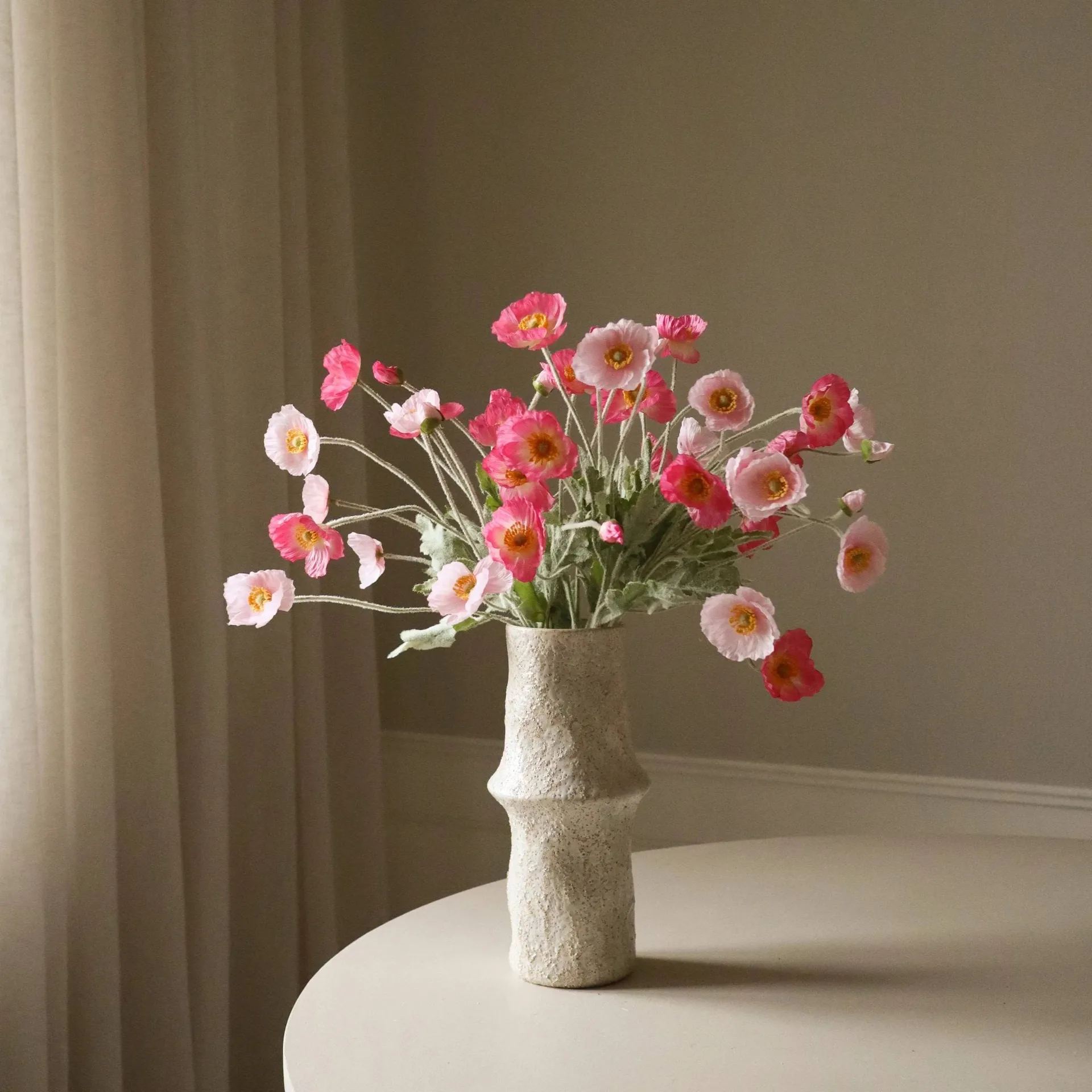 Vallmo kunstig buket, Pink Pursuit, lyserød-rosa, 10 stk Botané