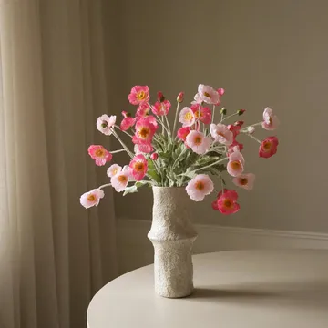 Vallmo kunstig buket - Pink Pursuit, lyserød-rosa, 10 stk - Botané