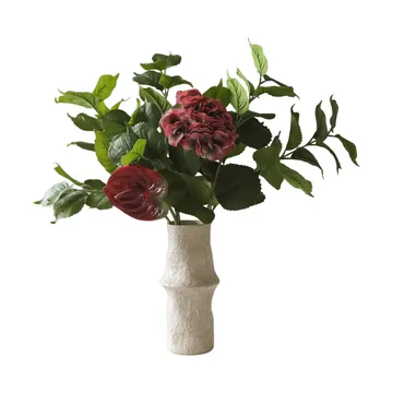 Velvet rouge kunstig buket - Hortensia-rød anthurium 6 stk - Botané