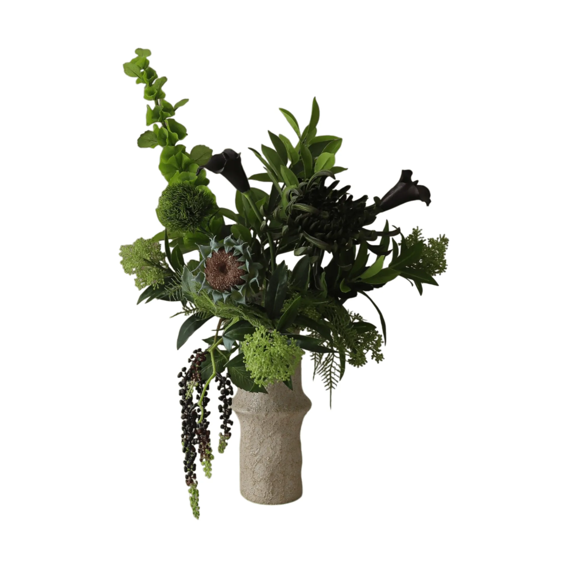 Verdant Noir kunstig buket, Kalla-spindelkrysantemum-efterårssolsikke, 92 cm, 13 stk. Botané