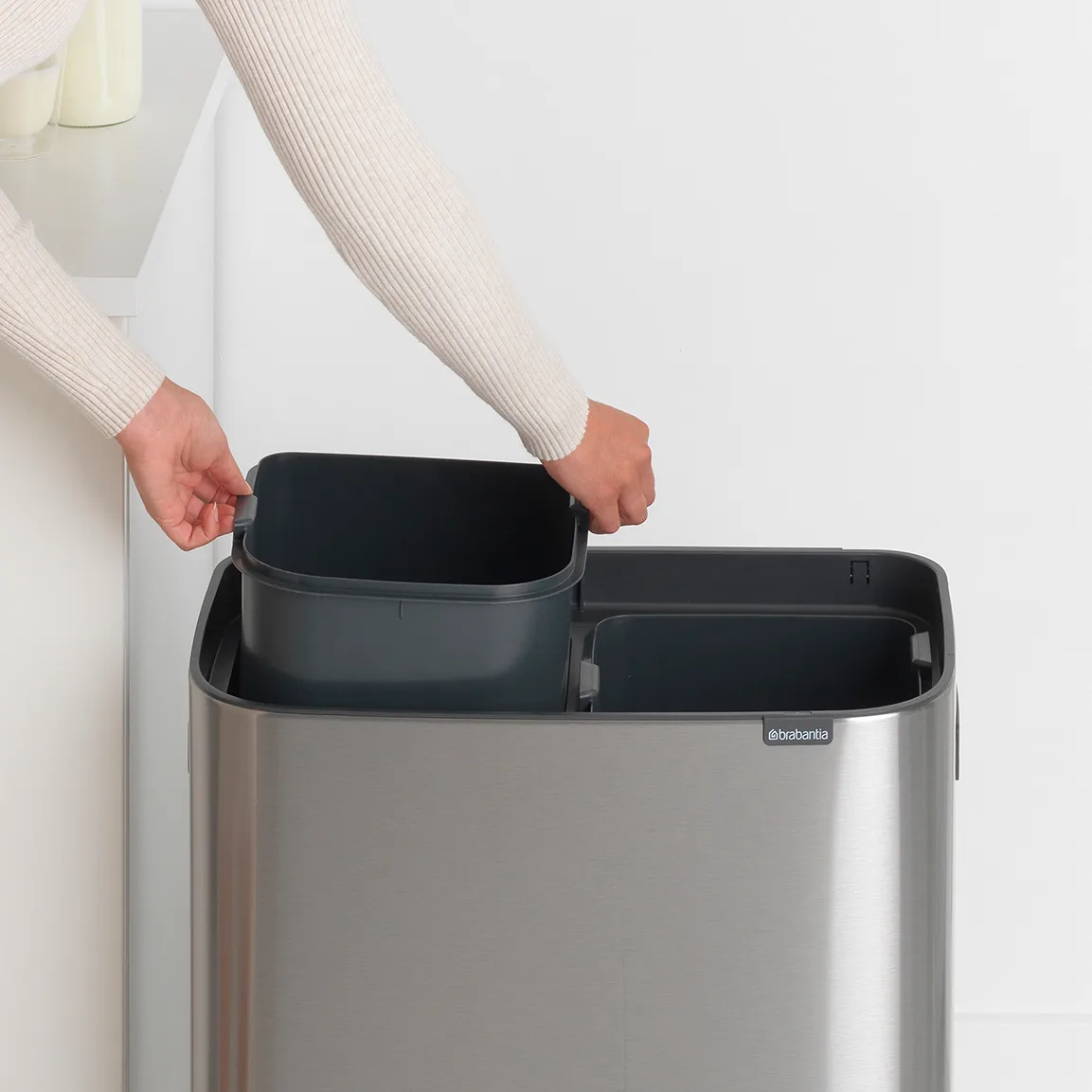 Bo touch bin 2x30 L, Matbørstet stål Brabantia