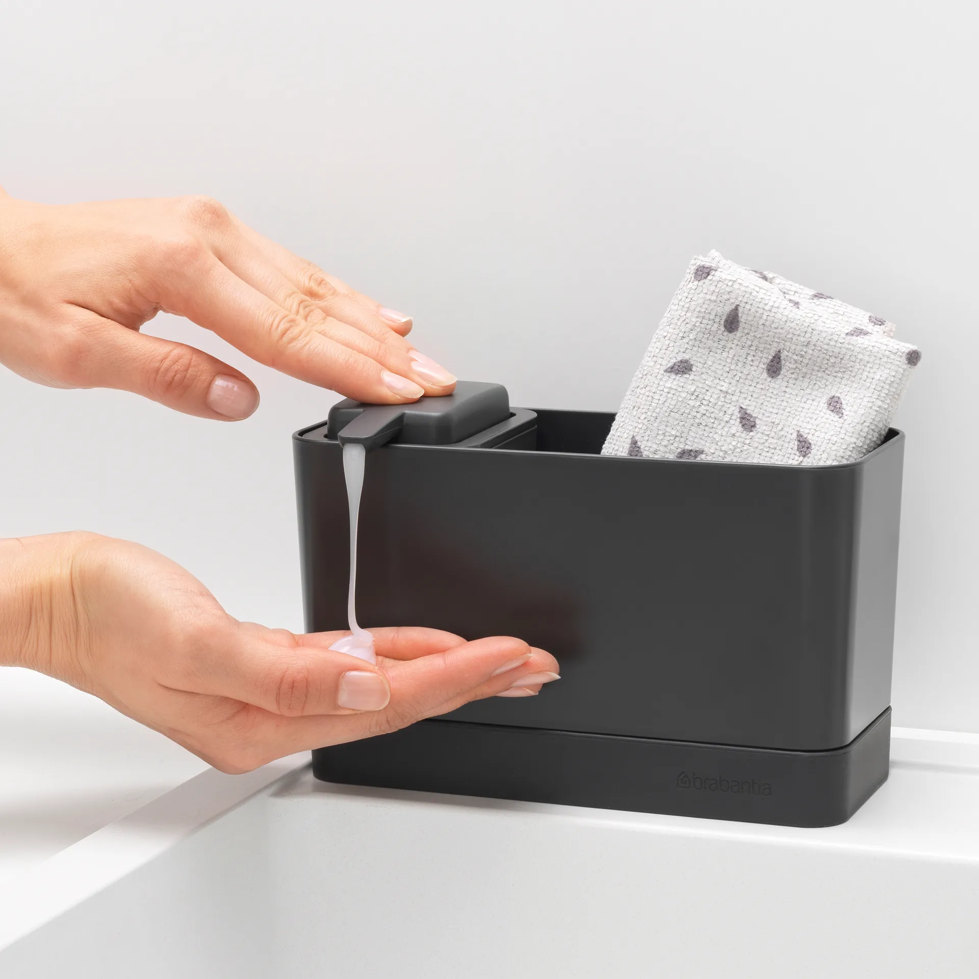 Brabantia køkkenbordsopbevaring med sæbedispenser, Mørkegrå Brabantia