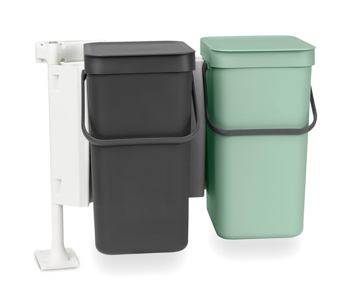 Indbygningssystem Sort & Go 2x12L - Mørkegrå & jade green - Brabantia