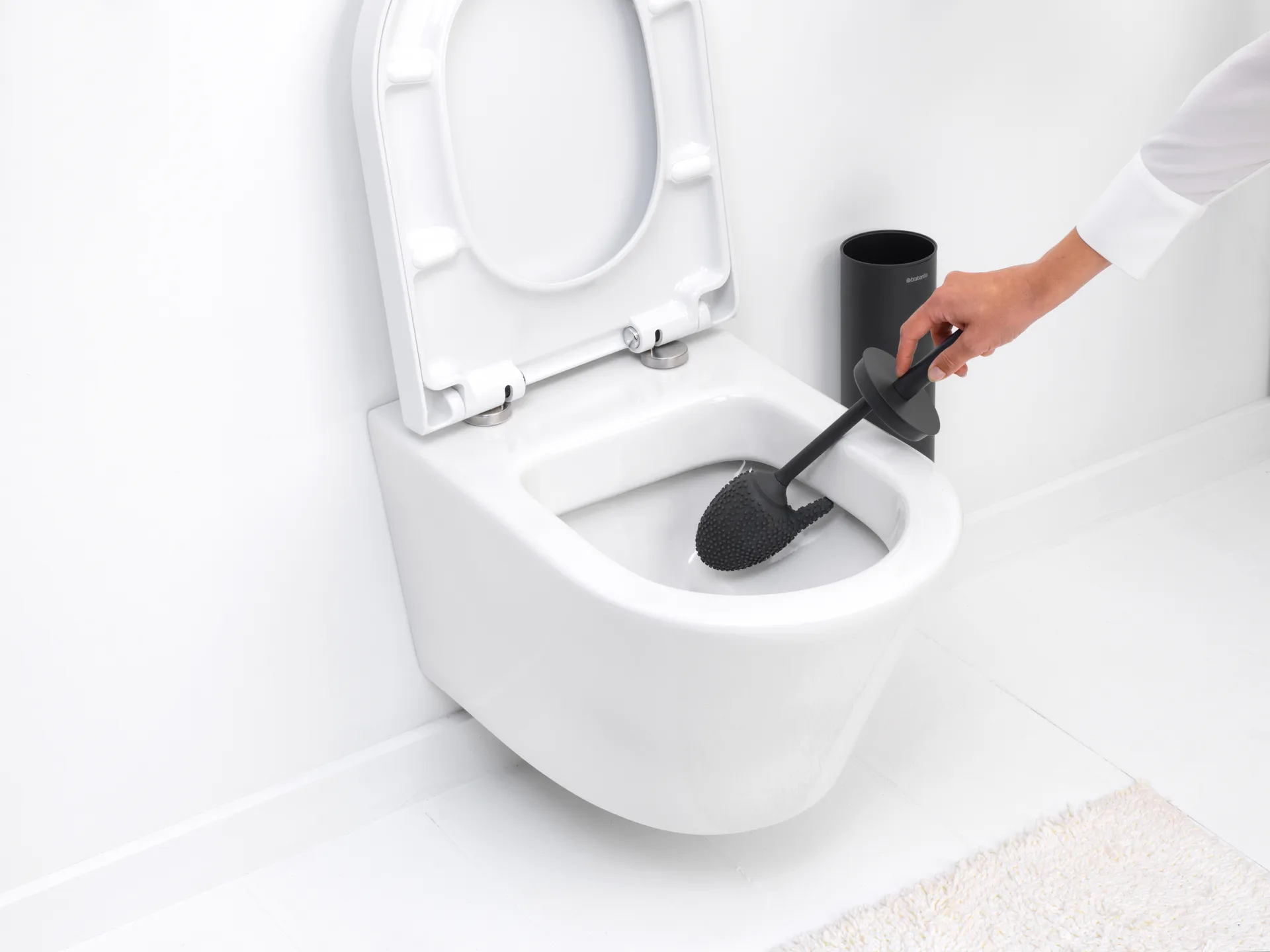 MindSet toiletbørste med holder, Mineral Infinite Grey, silicone Brabantia