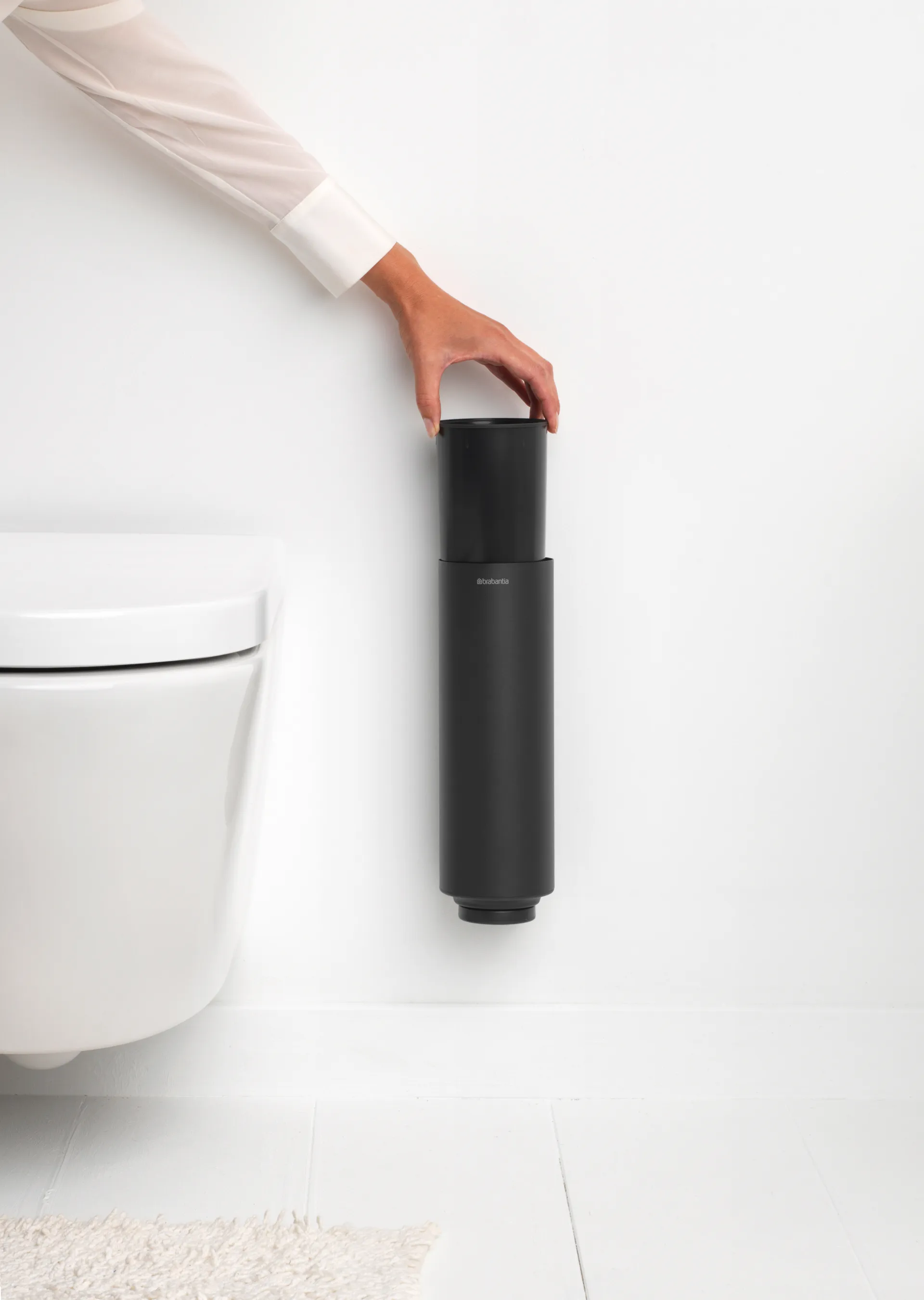 MindSet toiletbørste med holder, Mineral Infinite Grey, silicone Brabantia