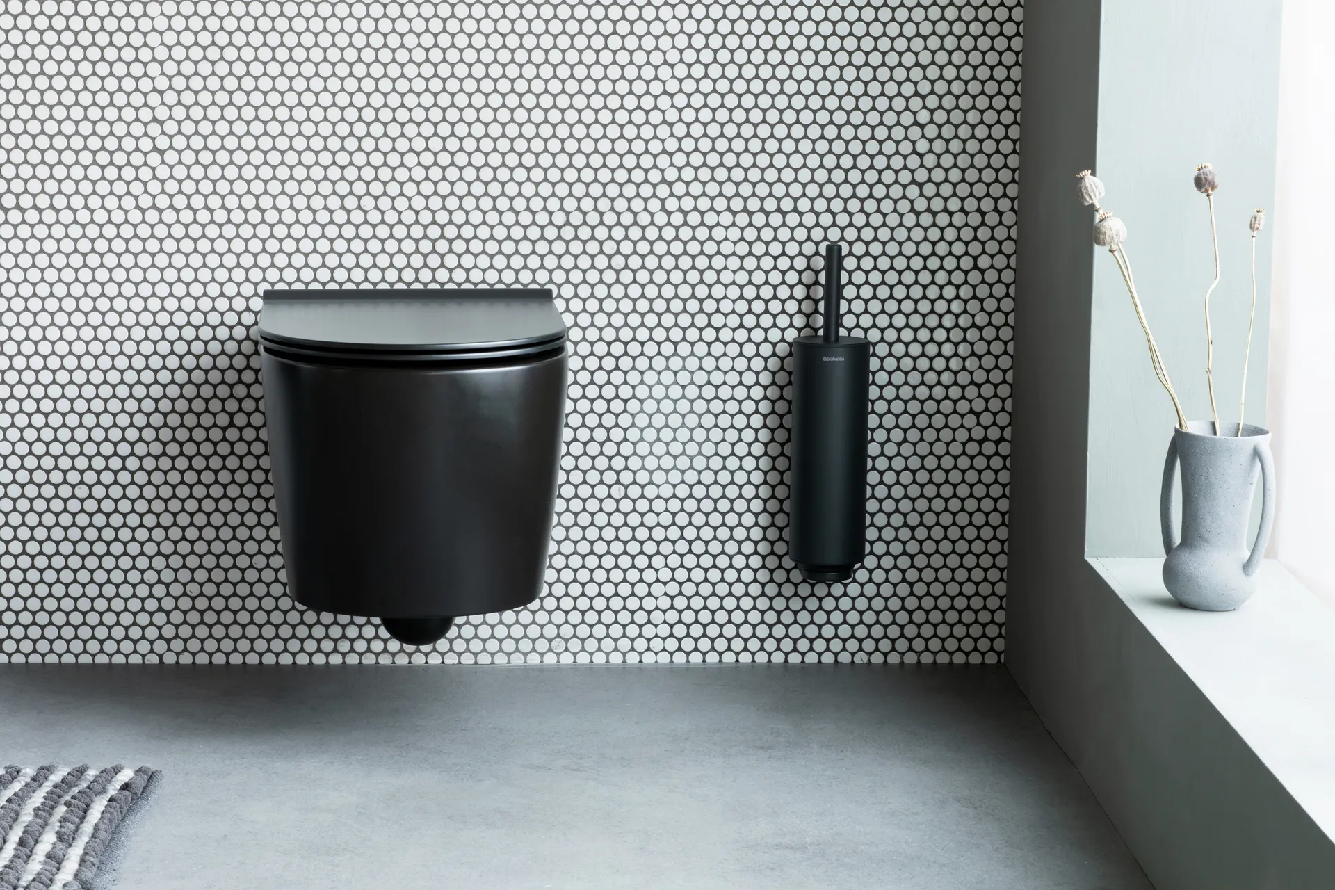 MindSet toiletbørste med holder, Mineral Infinite Grey, silicone Brabantia