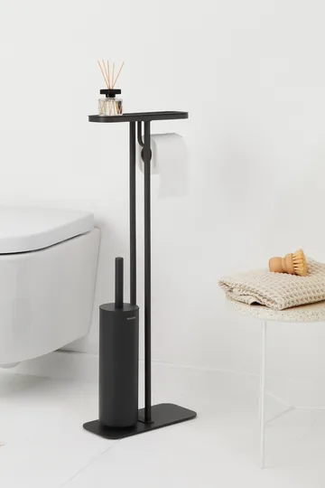 MindSet toiletbørste med hylde og holder - Mineral Infinite Grey, silicone - Brabantia