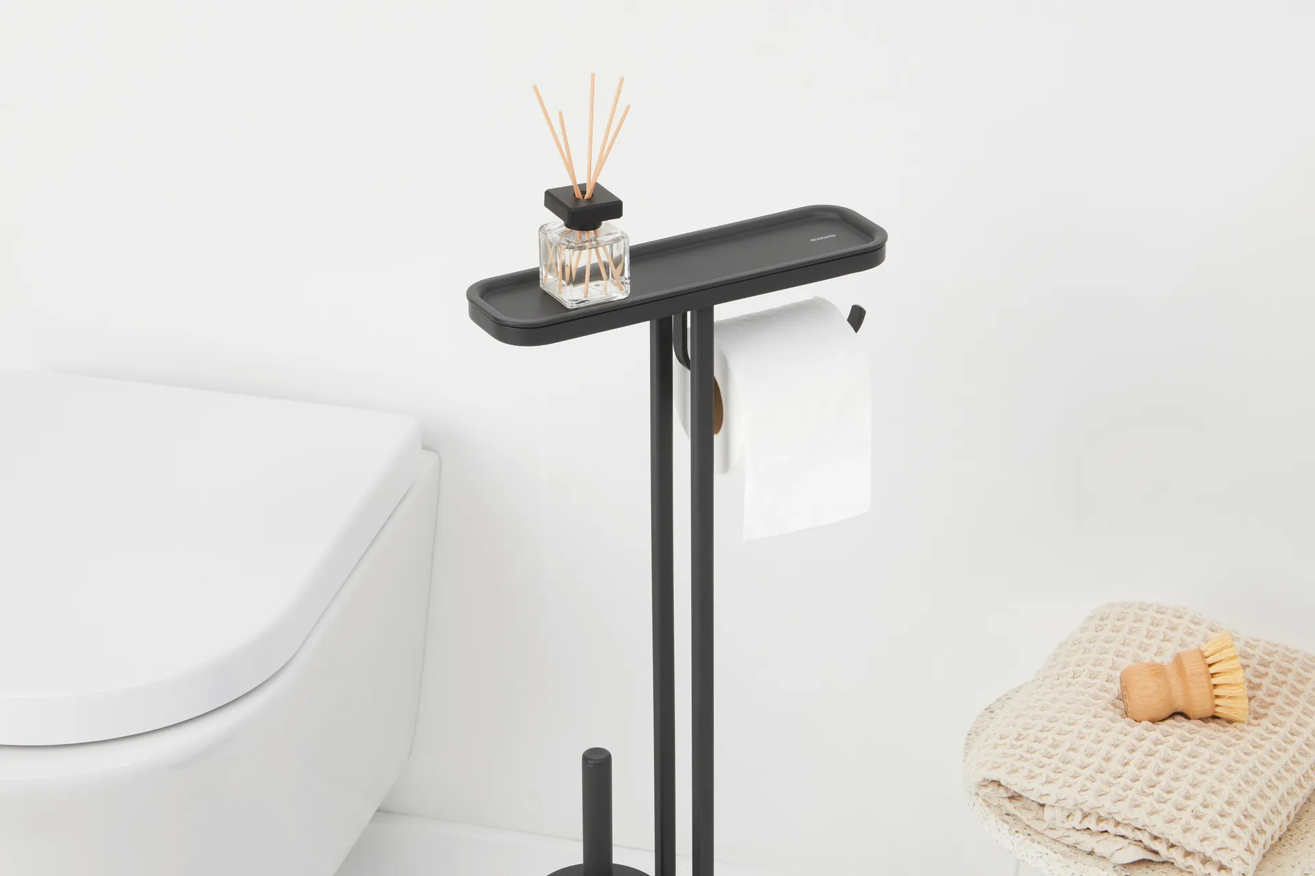 MindSet toiletbørste med hylde og holder, Mineral Infinite Grey, silicone Brabantia