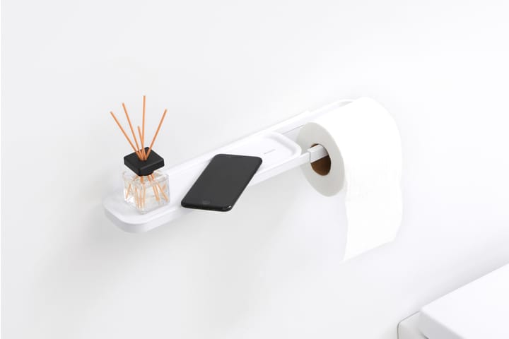 MindSet Toiletrulleholder med hylde, Mineral Fresh White Brabantia
