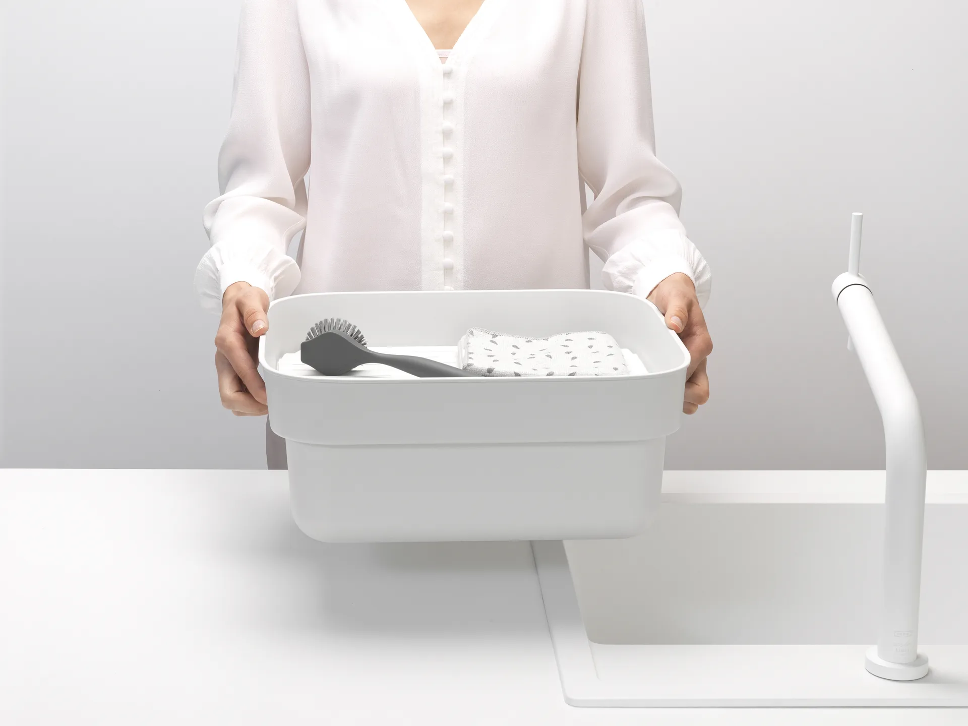 Sinkside opvaskebalje med tørrebakke 34x37 cm, Lysegrå Brabantia