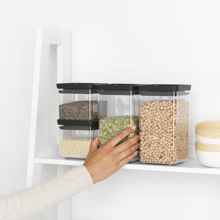 TASTY+ firkantet opbevaringskrukke sæt, Mørkegrå Brabantia