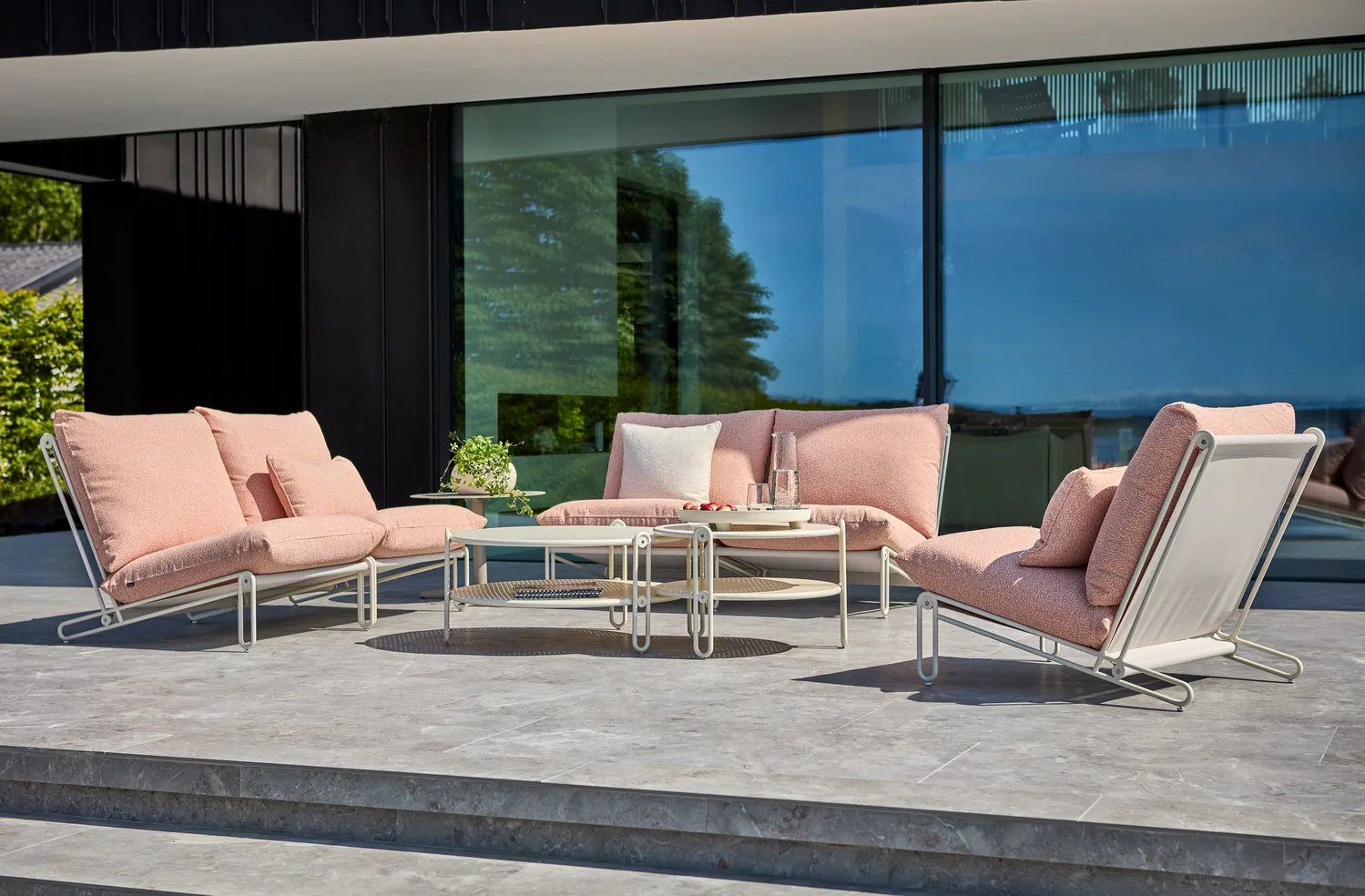 Blixt loungestol, Pearl white-teddy orange Brafab