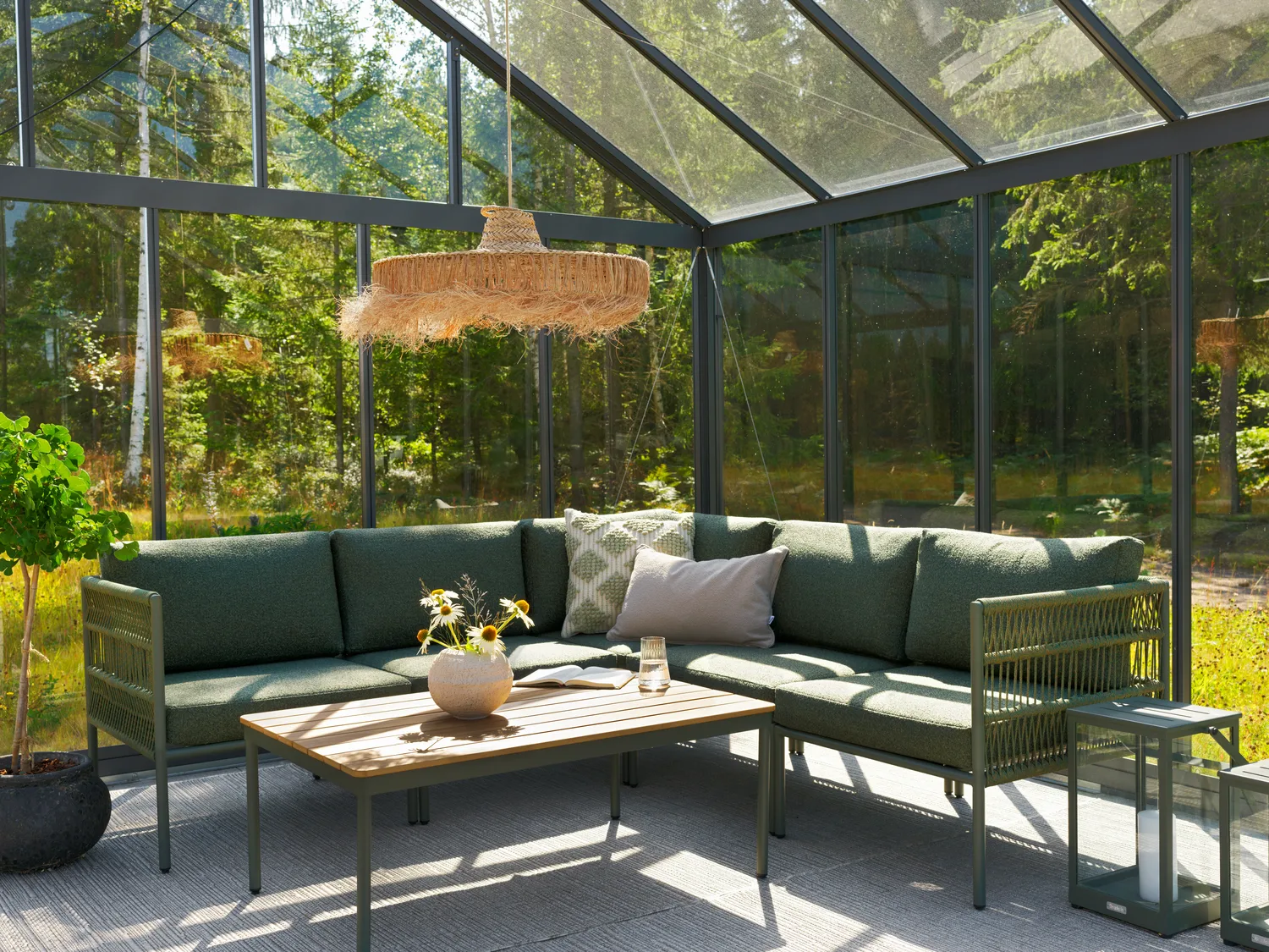 Reno modulsofa, Nordic green-raw avocado, midterdel Brafab