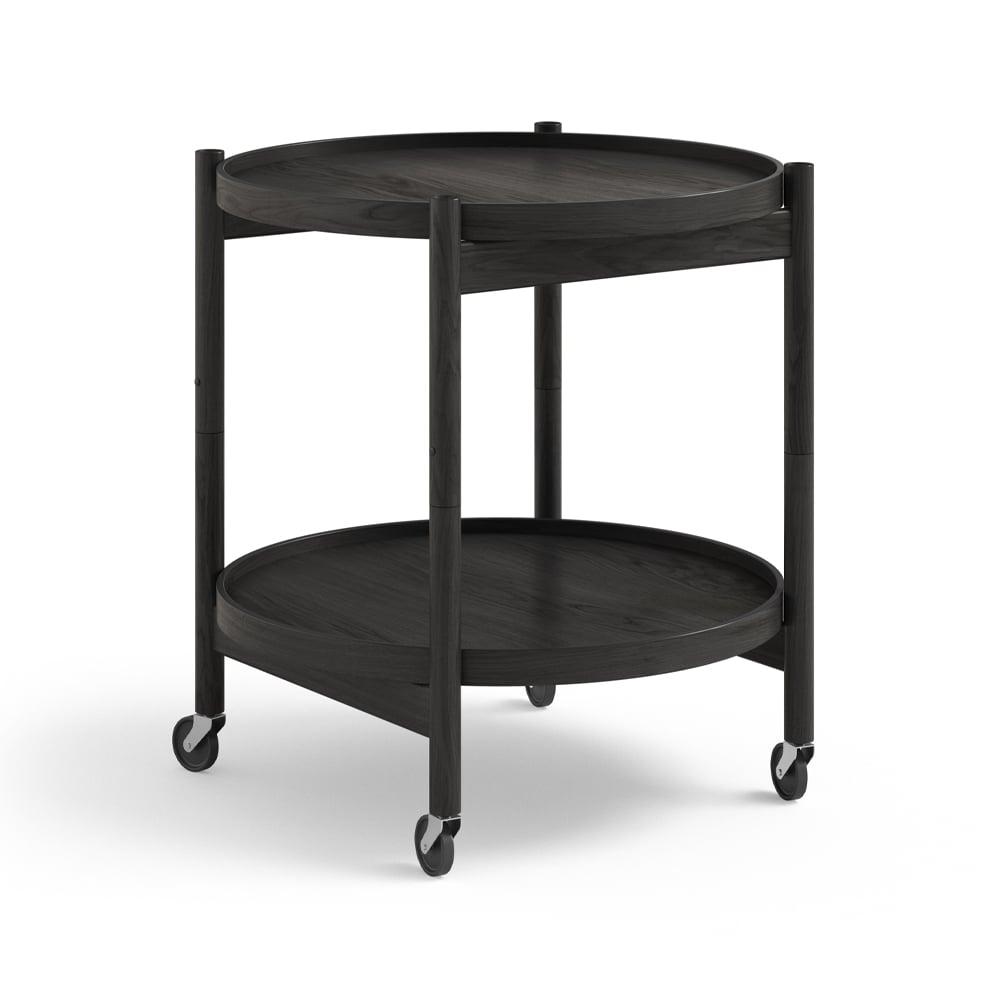 Brdr. Krüger Bølling Tray Table model 50 rullebord eg sort lak, sortlakeret understel i eg
