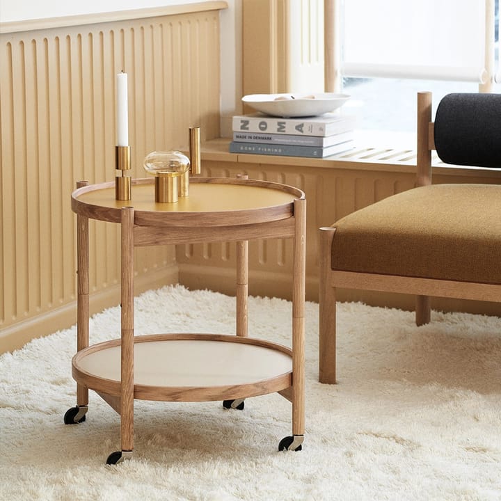 Bølling Tray Table model 50 rullebord, stone, olieret understel i valnød Brdr. Krüger