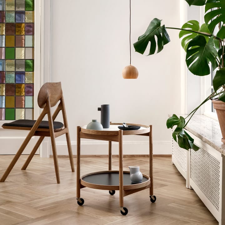 Bølling Tray Table model 50 rullebord, stone, olieret understel i valnød Brdr. Krüger
