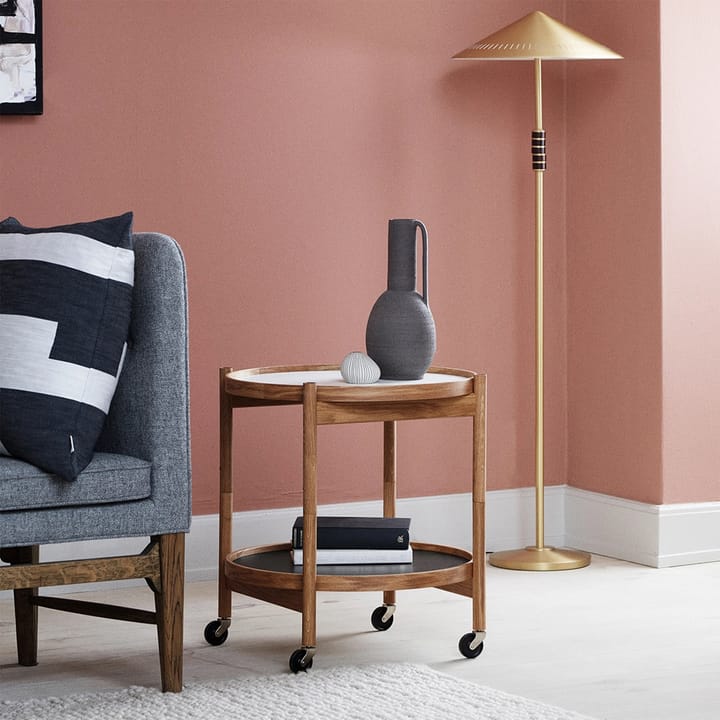 Bølling Tray Table model 50 rullebord, stone, olieret understel i valnød Brdr. Krüger